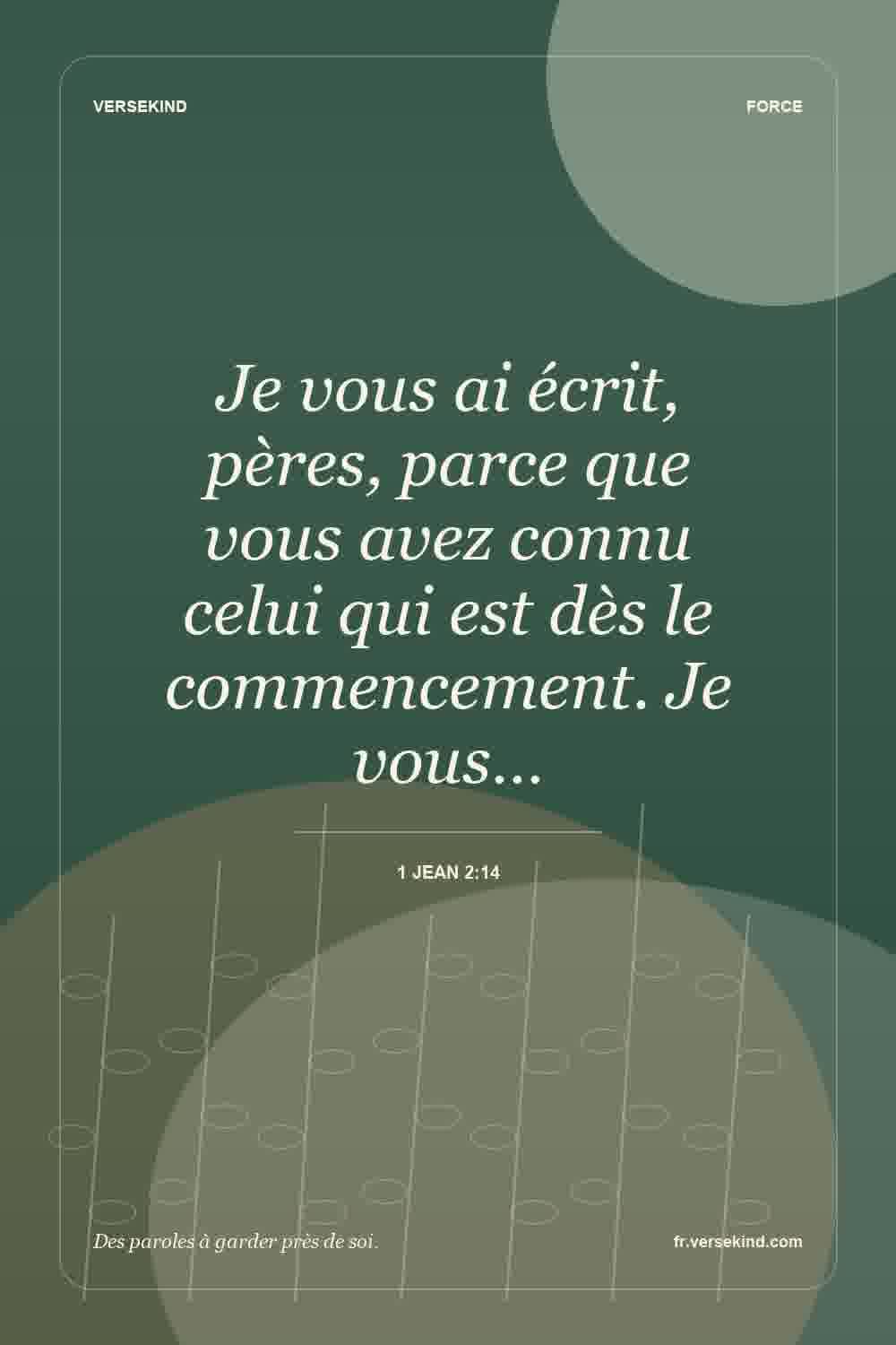 Je vous ai écrit, pères, parce que vous avez connu celui qui est dès le commencement. Je vous… — 1 Jean 2:14