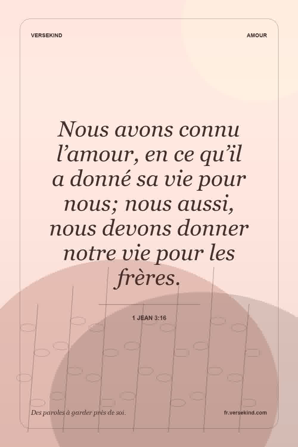 Nous avons connu l’amour, en ce qu’il a donné sa vie pour nous; nous aussi, nous devons donner notre vie pour les frères. — 1 Jean 3:16