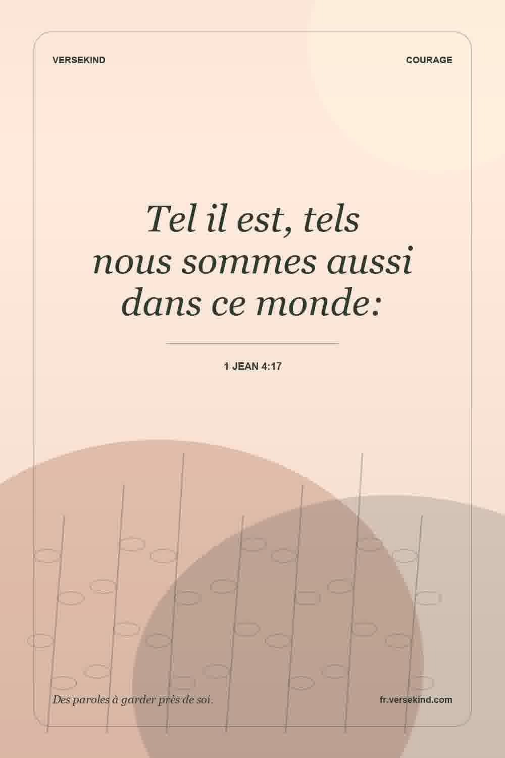 Tel il est, tels nous sommes aussi dans ce monde: — 1 Jean 4:17