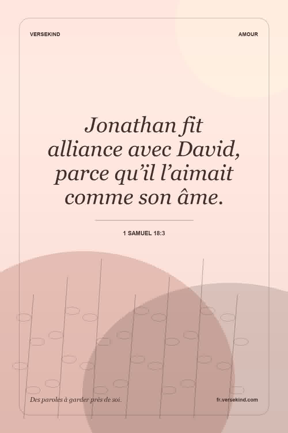 Jonathan fit alliance avec David, parce qu’il l’aimait comme son âme. — 1 Samuel 18:3
