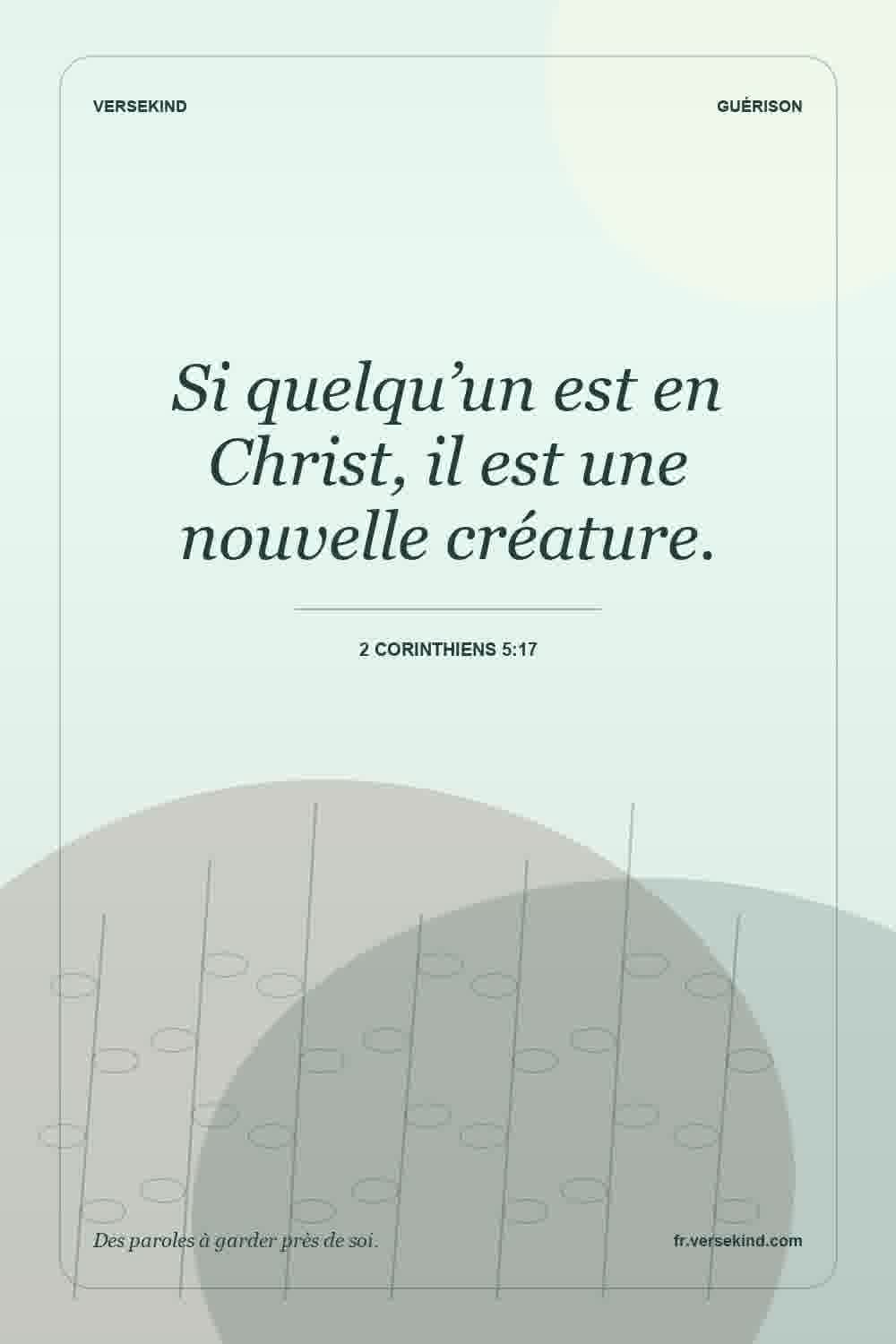 Si quelqu’un est en Christ, il est une nouvelle créature. — 2 Corinthiens 5:17