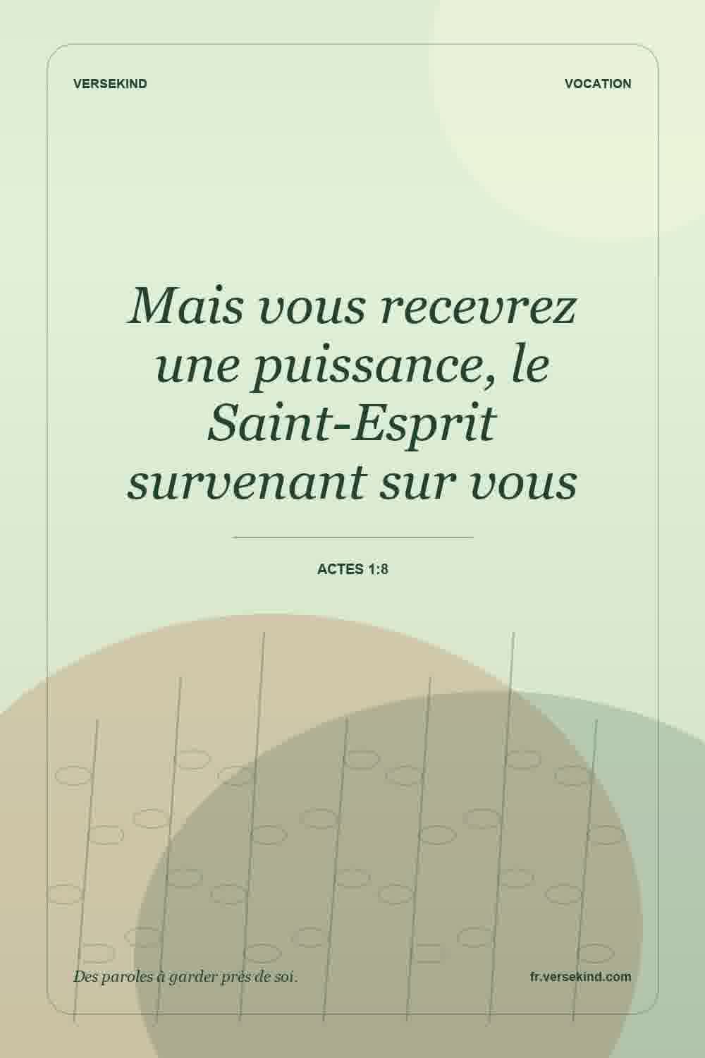 Mais vous recevrez une puissance, le Saint-Esprit survenant sur vous — Actes 1:8