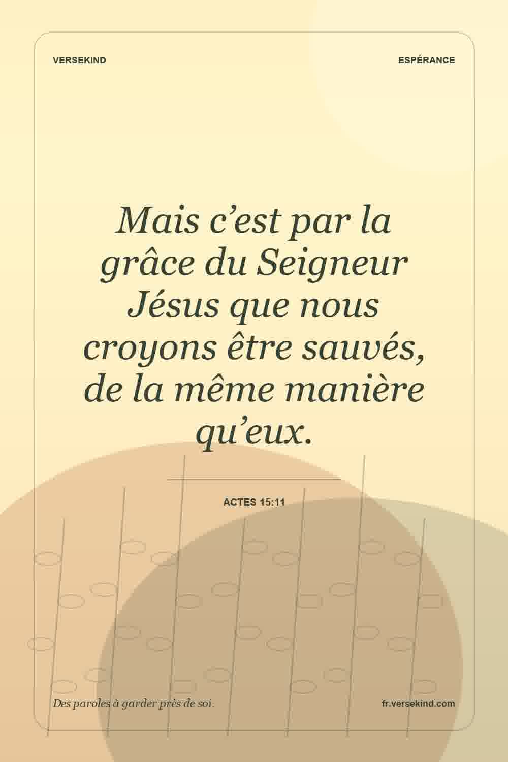 Mais c’est par la grâce du Seigneur Jésus que nous croyons être sauvés, de la même manière qu’eux. — Actes 15:11