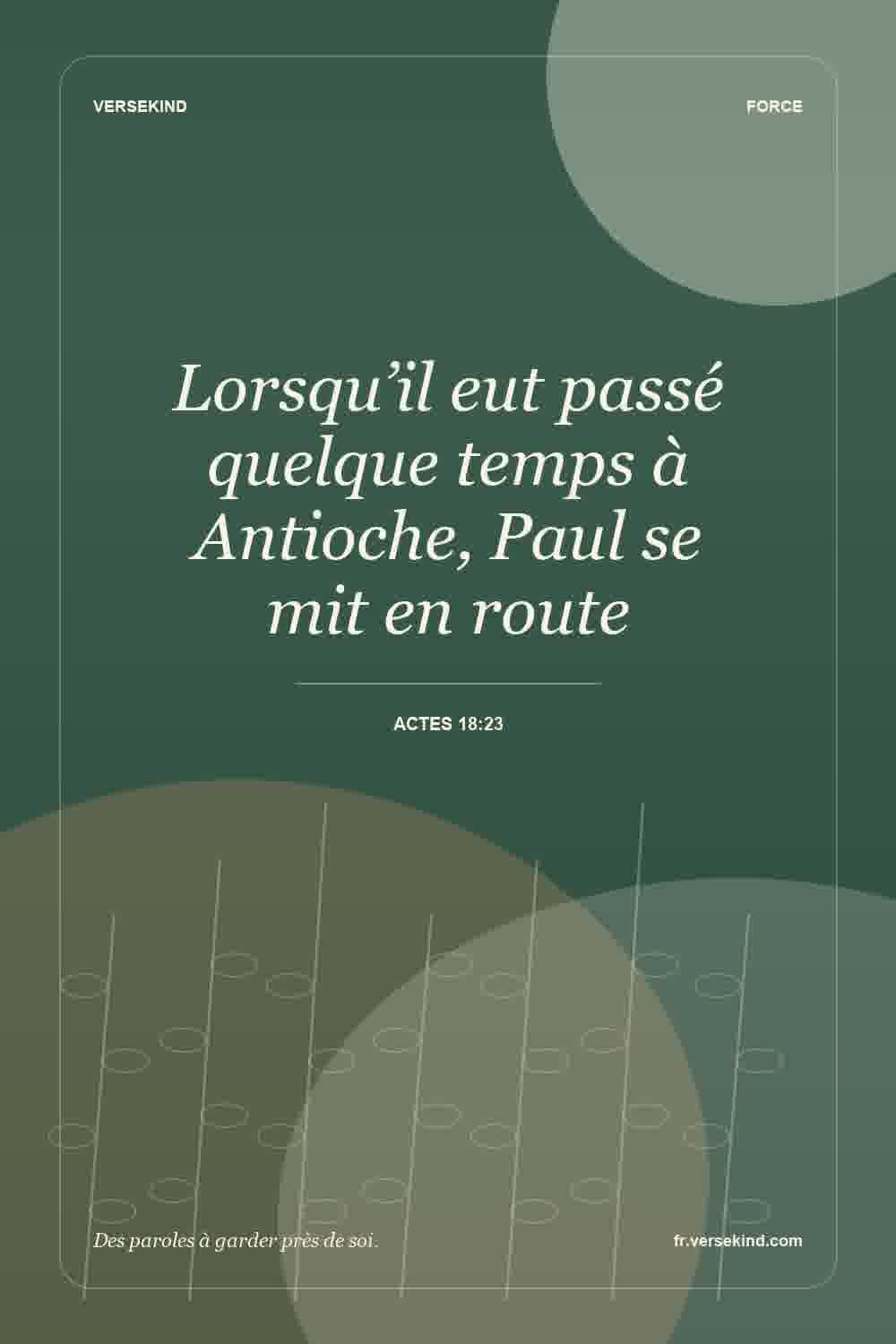 Lorsqu’il eut passé quelque temps à Antioche, Paul se mit en route — Actes 18:23