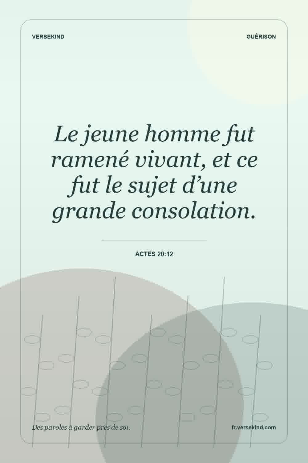 Le jeune homme fut ramené vivant, et ce fut le sujet d’une grande consolation. — Actes 20:12