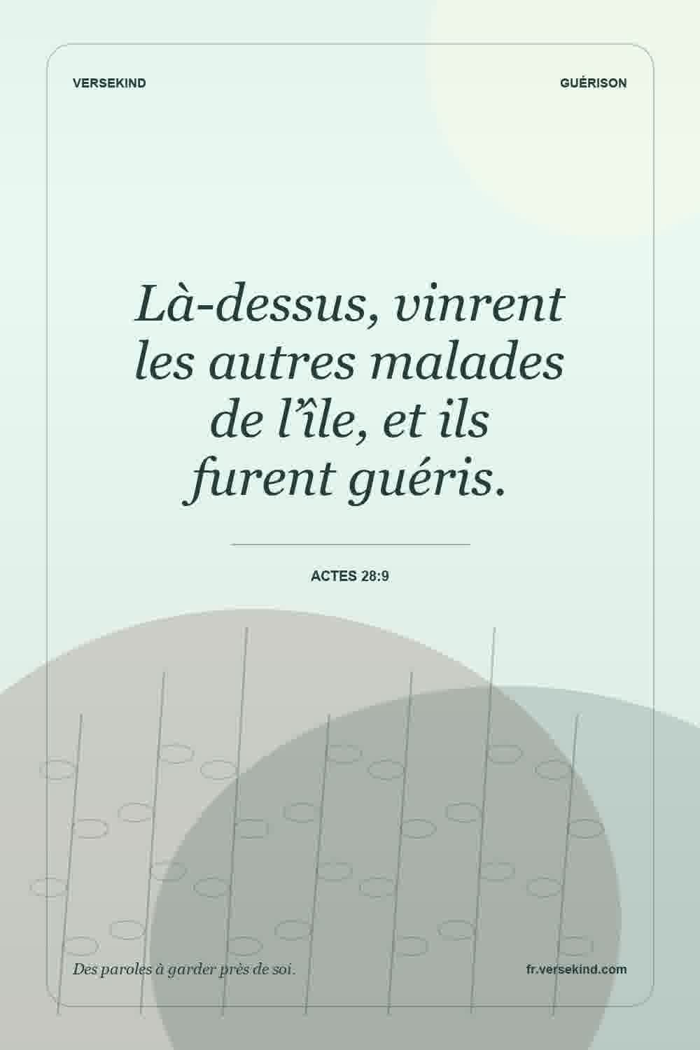 Là-dessus, vinrent les autres malades de l’île, et ils furent guéris. — Actes 28:9