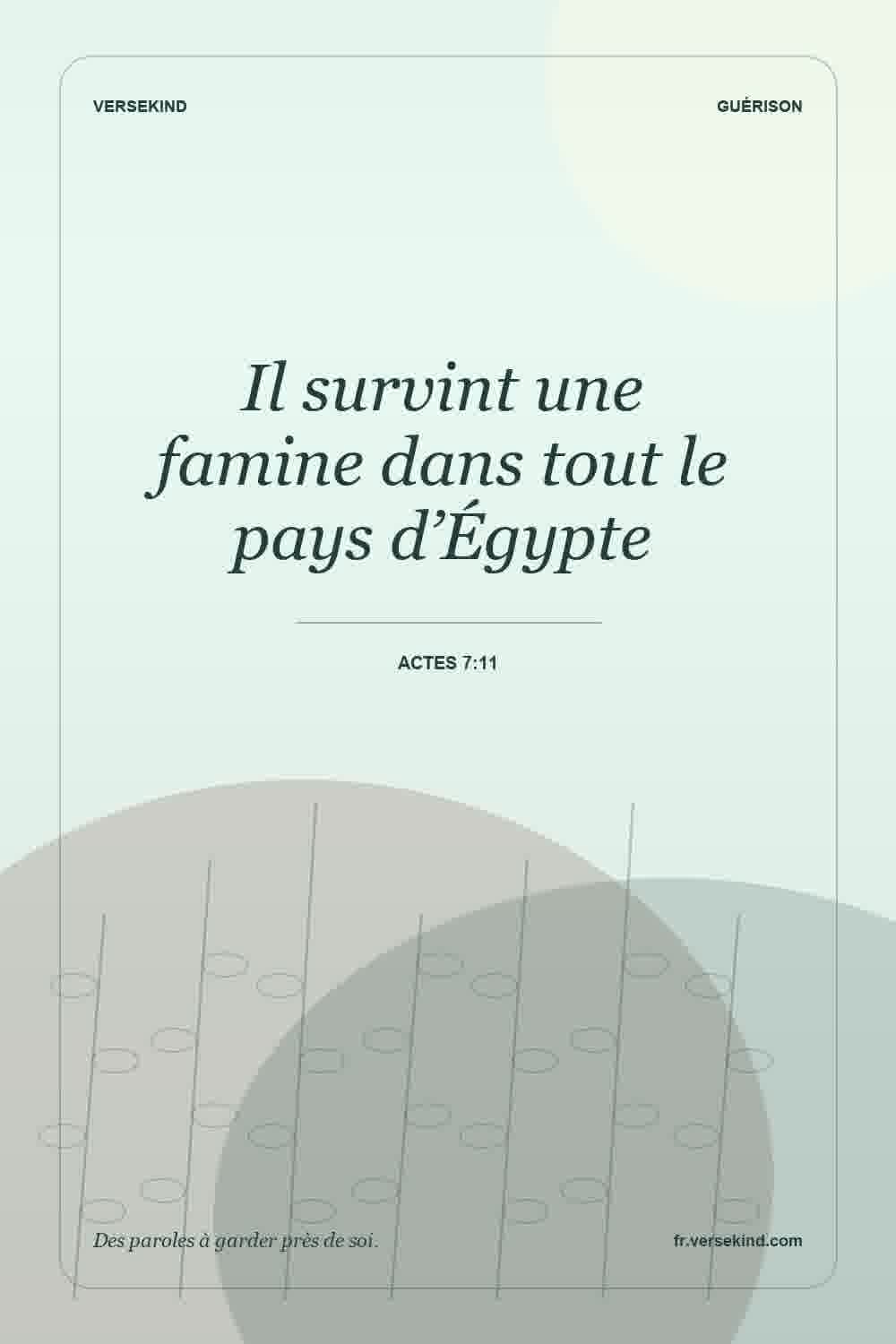 Il survint une famine dans tout le pays d’Égypte — Actes 7:11