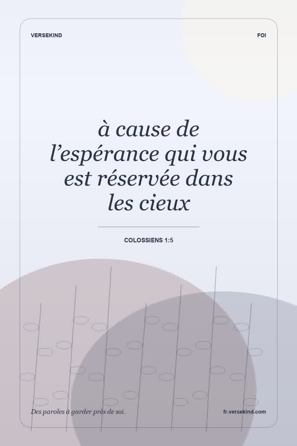 à cause de l’espérance qui vous est réservée dans les cieux — Colossiens 1:5