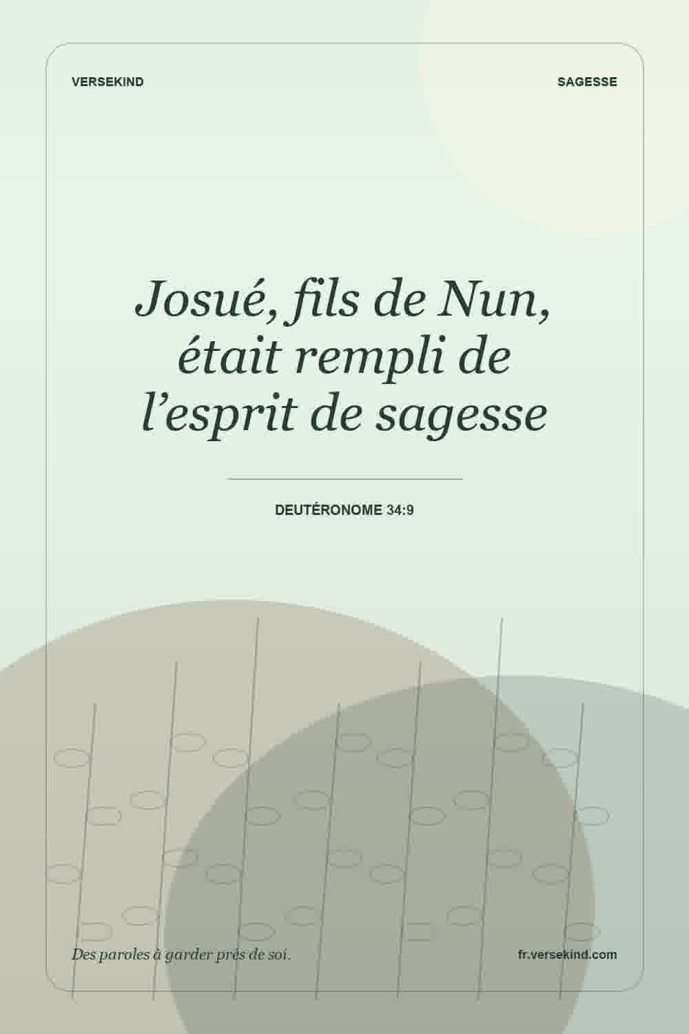 Josué, fils de Nun, était rempli de l’esprit de sagesse — Deutéronome 34:9