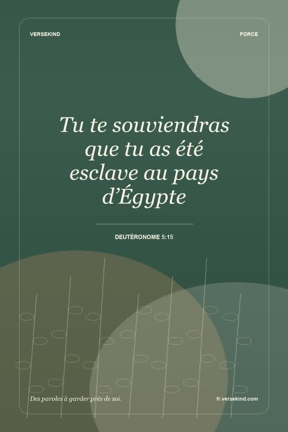 Tu te souviendras que tu as été esclave au pays d’Égypte — Deutéronome 5:15