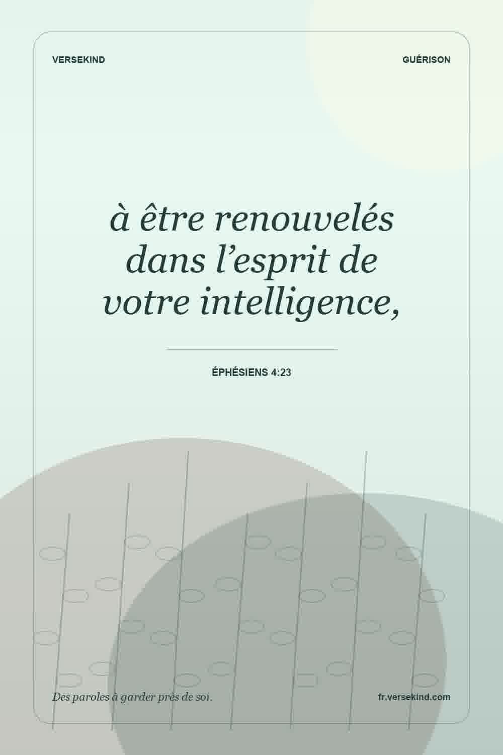 à être renouvelés dans l’esprit de votre intelligence, — Éphésiens 4:23