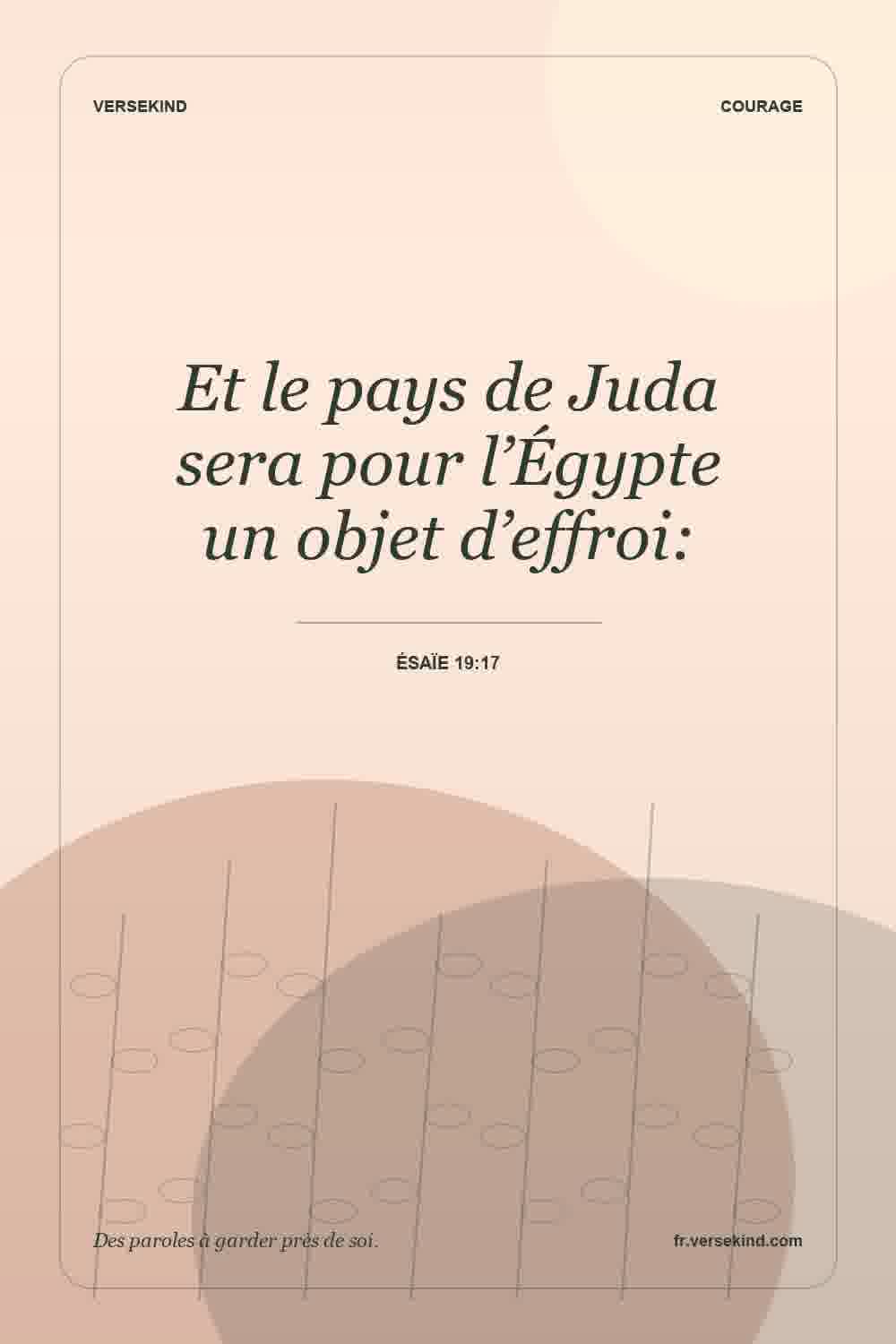 Et le pays de Juda sera pour l’Égypte un objet d’effroi: — Ésaïe 19:17