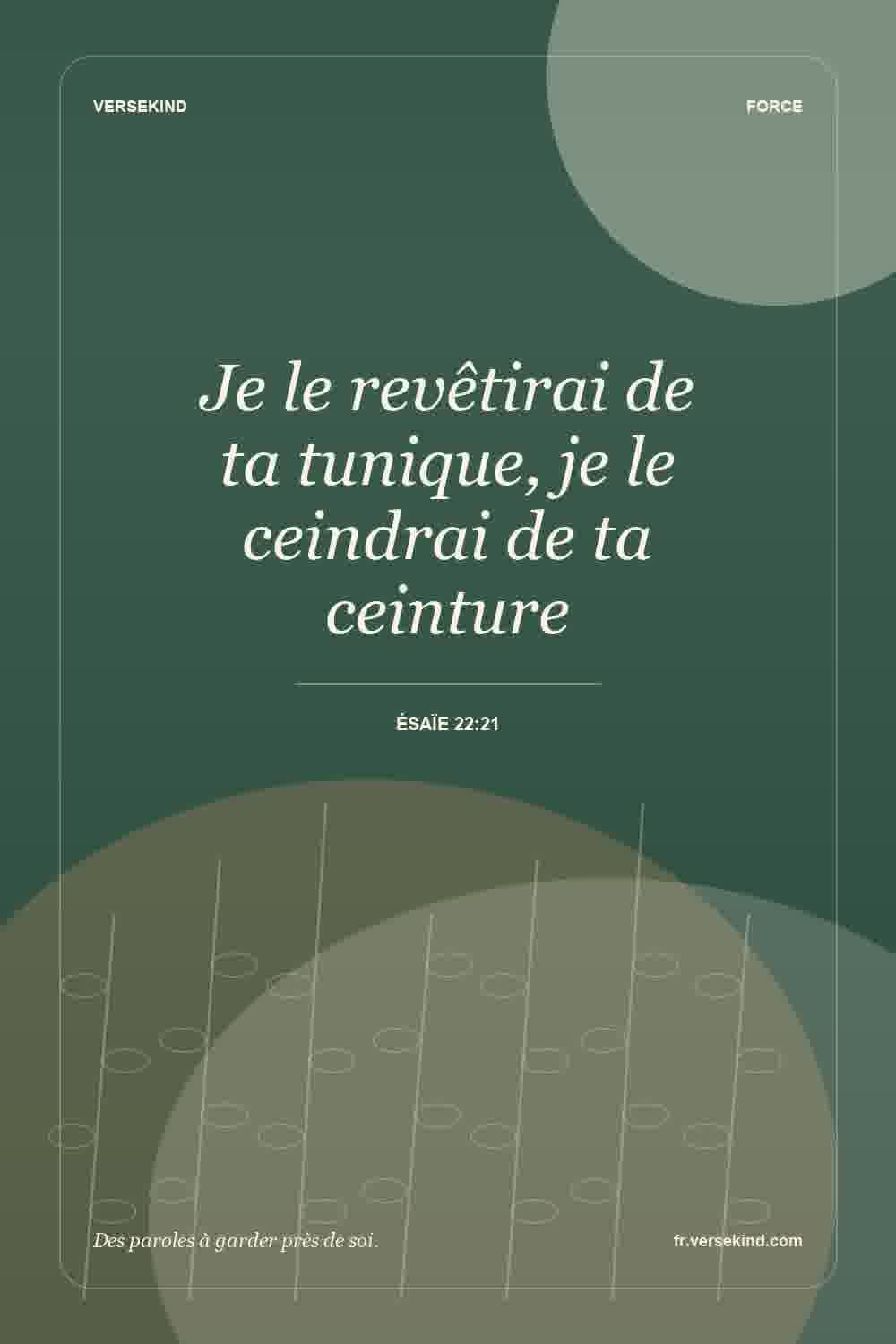 Je le revêtirai de ta tunique, je le ceindrai de ta ceinture — Ésaïe 22:21