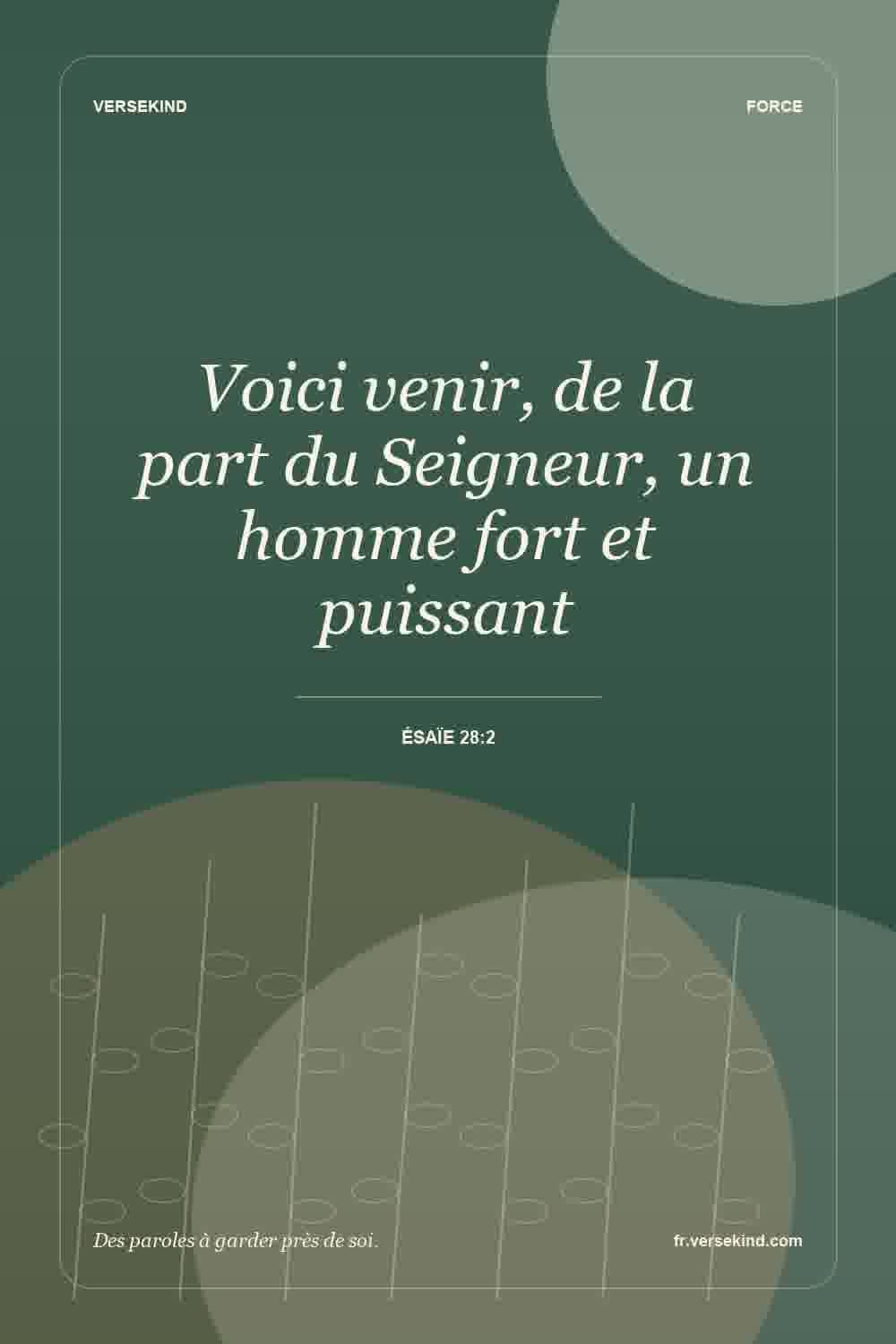 Voici venir, de la part du Seigneur, un homme fort et puissant — Ésaïe 28:2