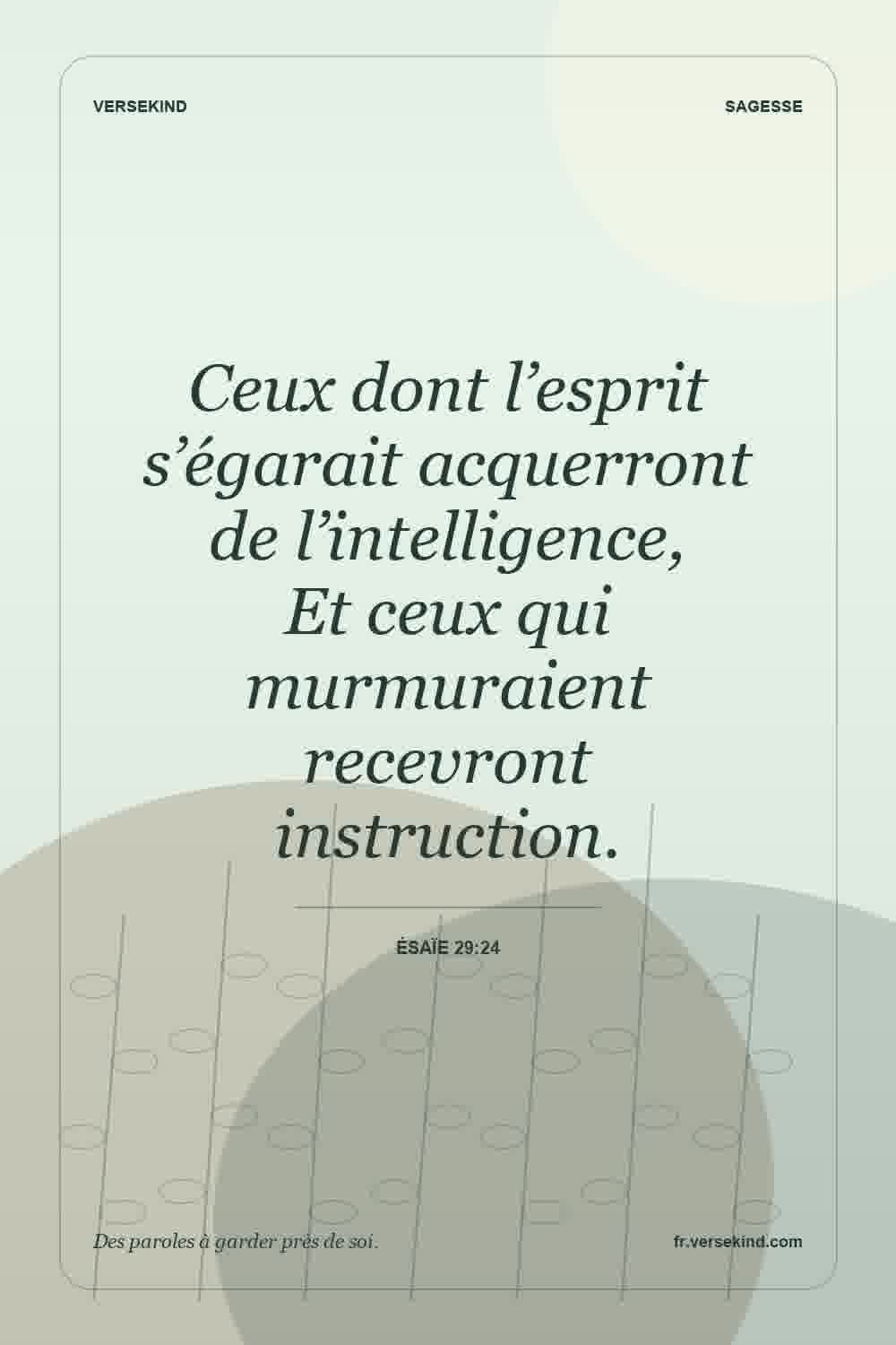 Ceux dont l’esprit s’égarait acquerront de l’intelligence, Et ceux qui murmuraient recevront instruction. — Ésaïe 29:24