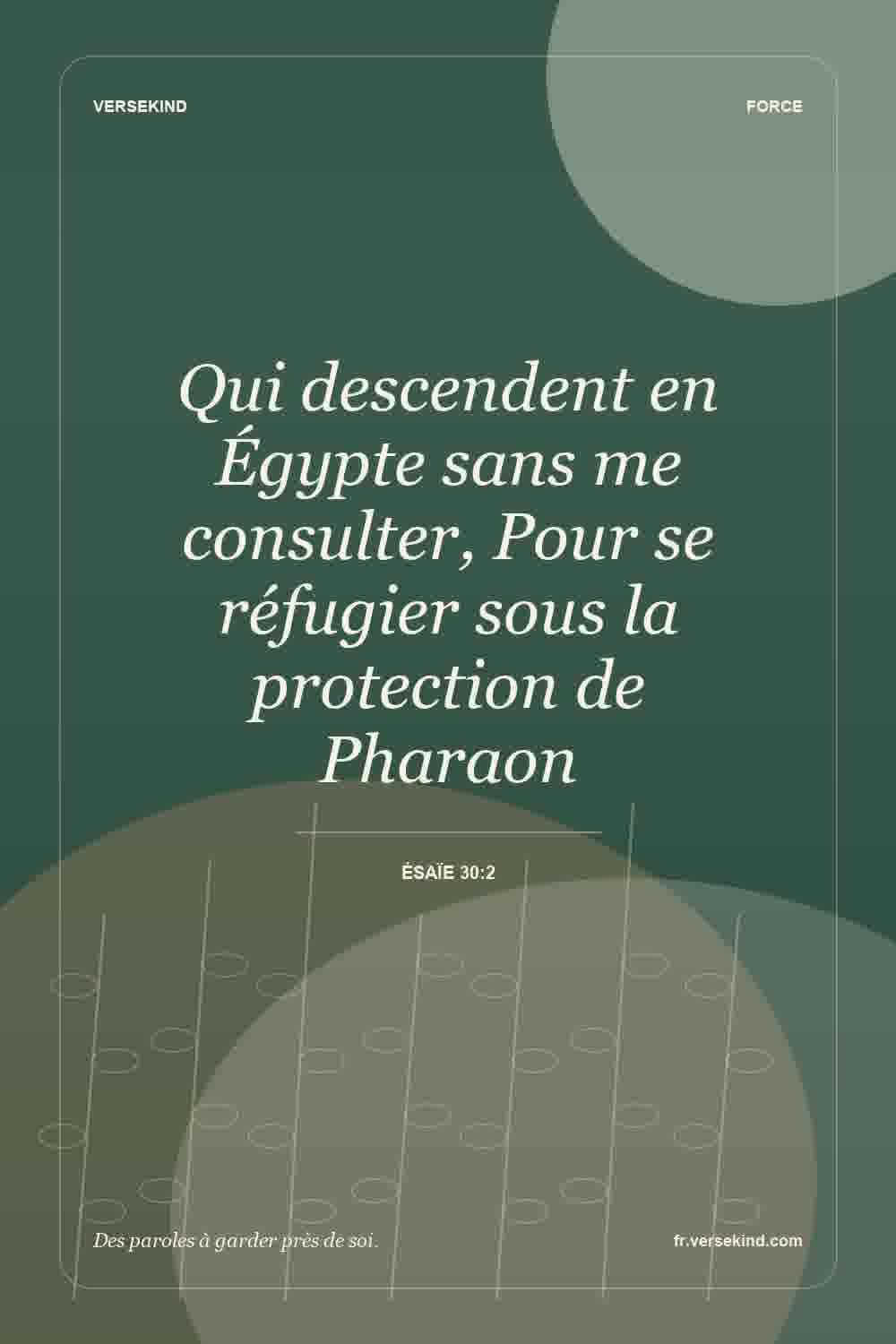 Qui descendent en Égypte sans me consulter, Pour se réfugier sous la protection de Pharaon — Ésaïe 30:2