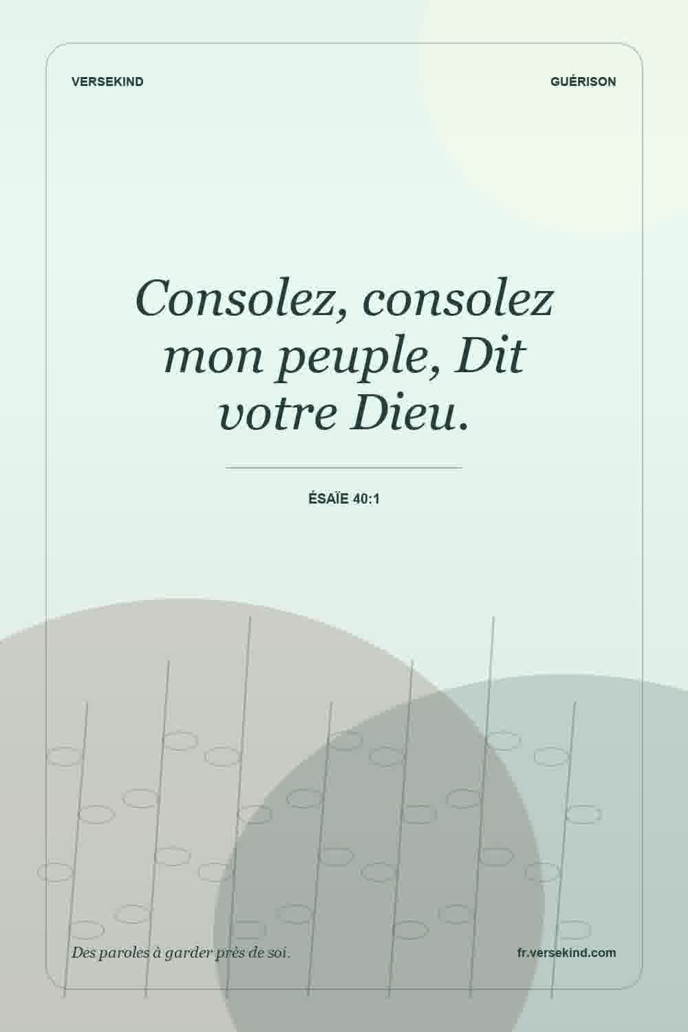 Consolez, consolez mon peuple, Dit votre Dieu. — Ésaïe 40:1