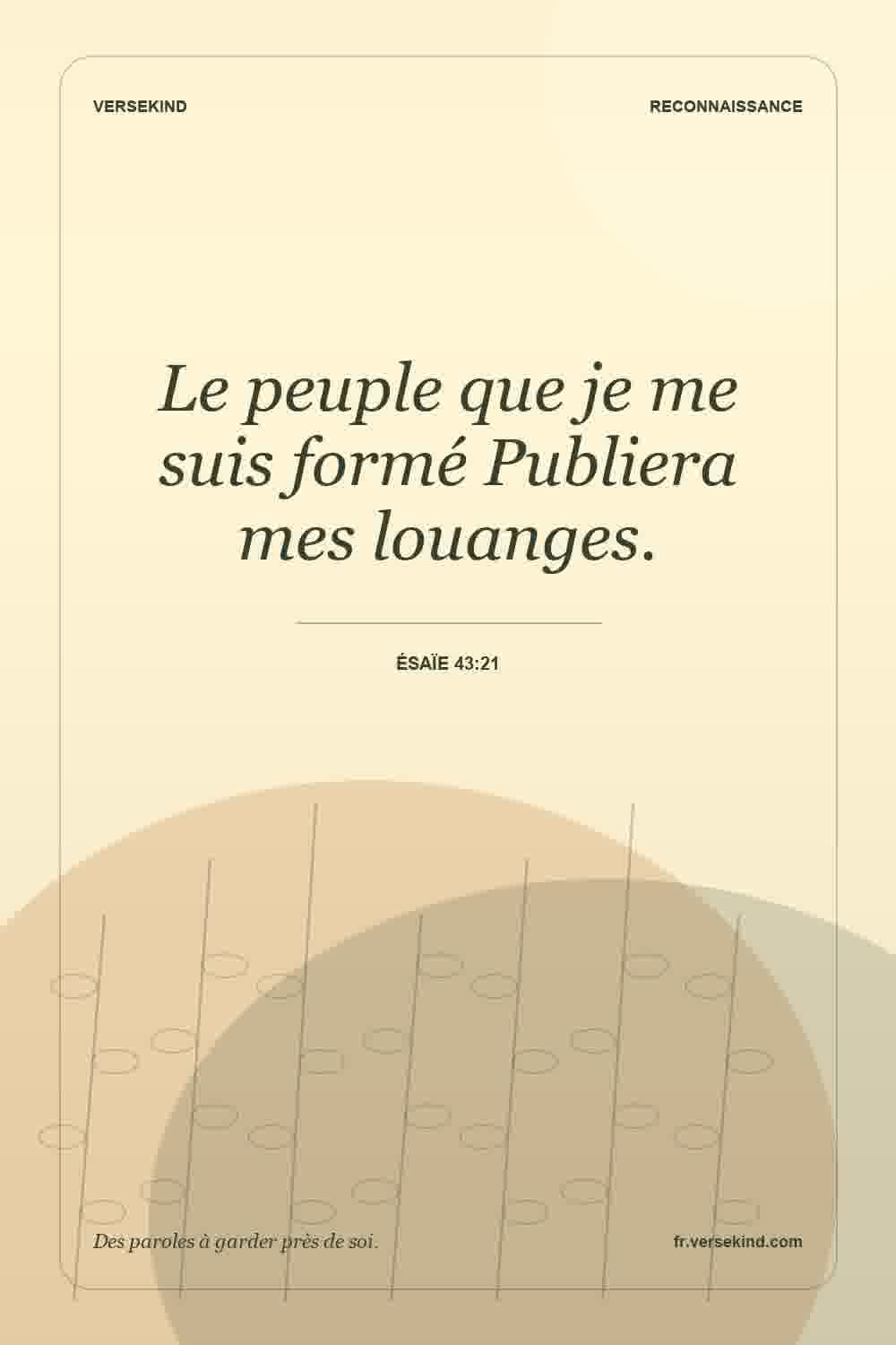Le peuple que je me suis formé Publiera mes louanges. — Ésaïe 43:21