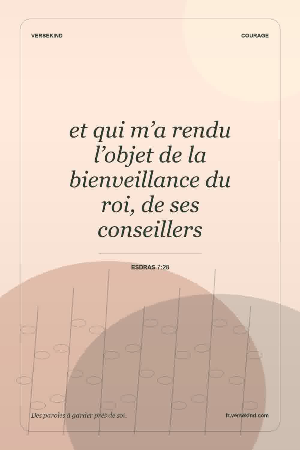 et qui m’a rendu l’objet de la bienveillance du roi, de ses conseillers — Esdras 7:28
