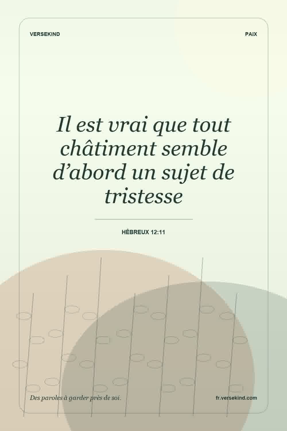 Il est vrai que tout châtiment semble d’abord un sujet de tristesse — Hébreux 12:11