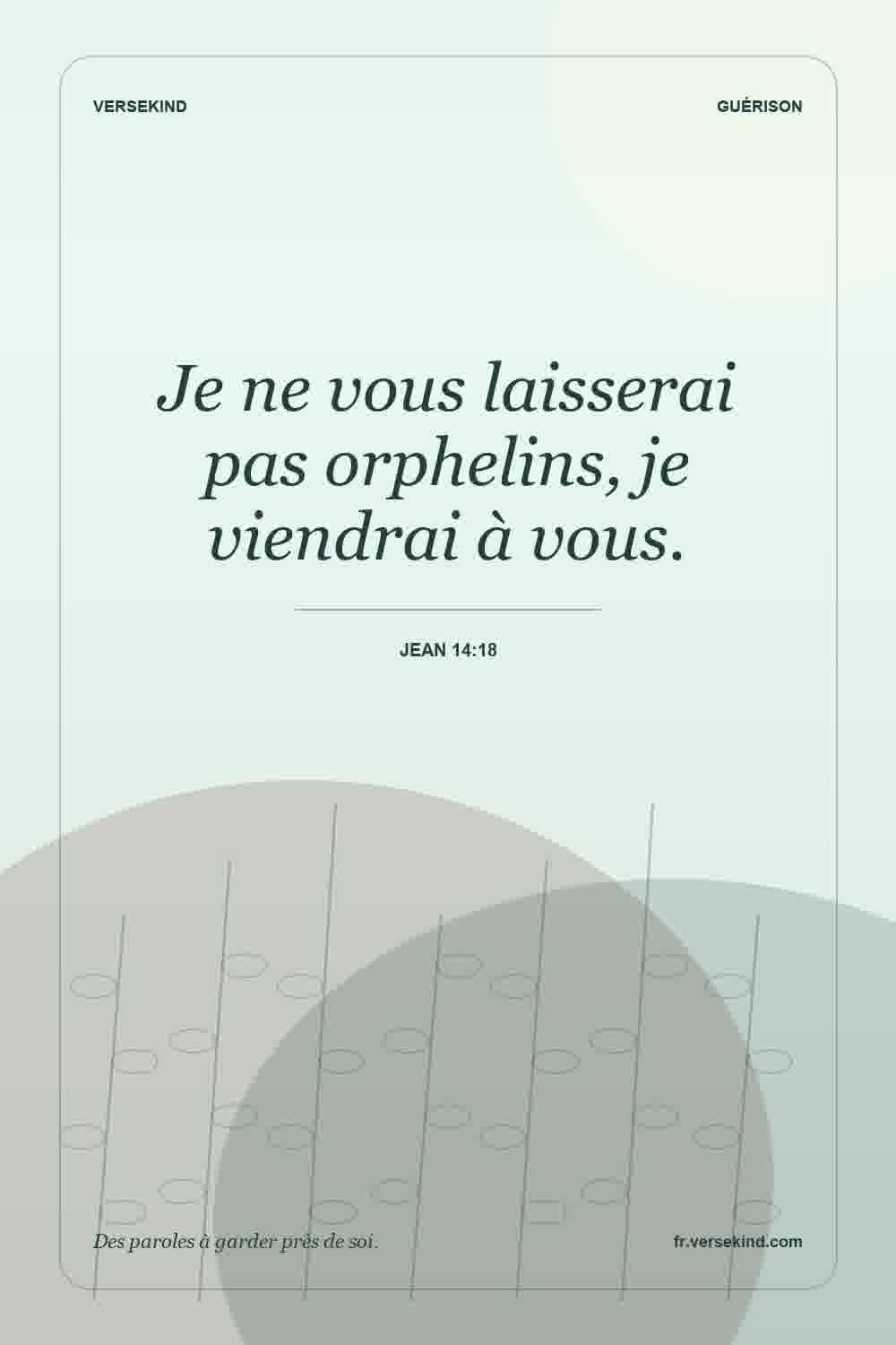 Je ne vous laisserai pas orphelins, je viendrai à vous. — Jean 14:18
