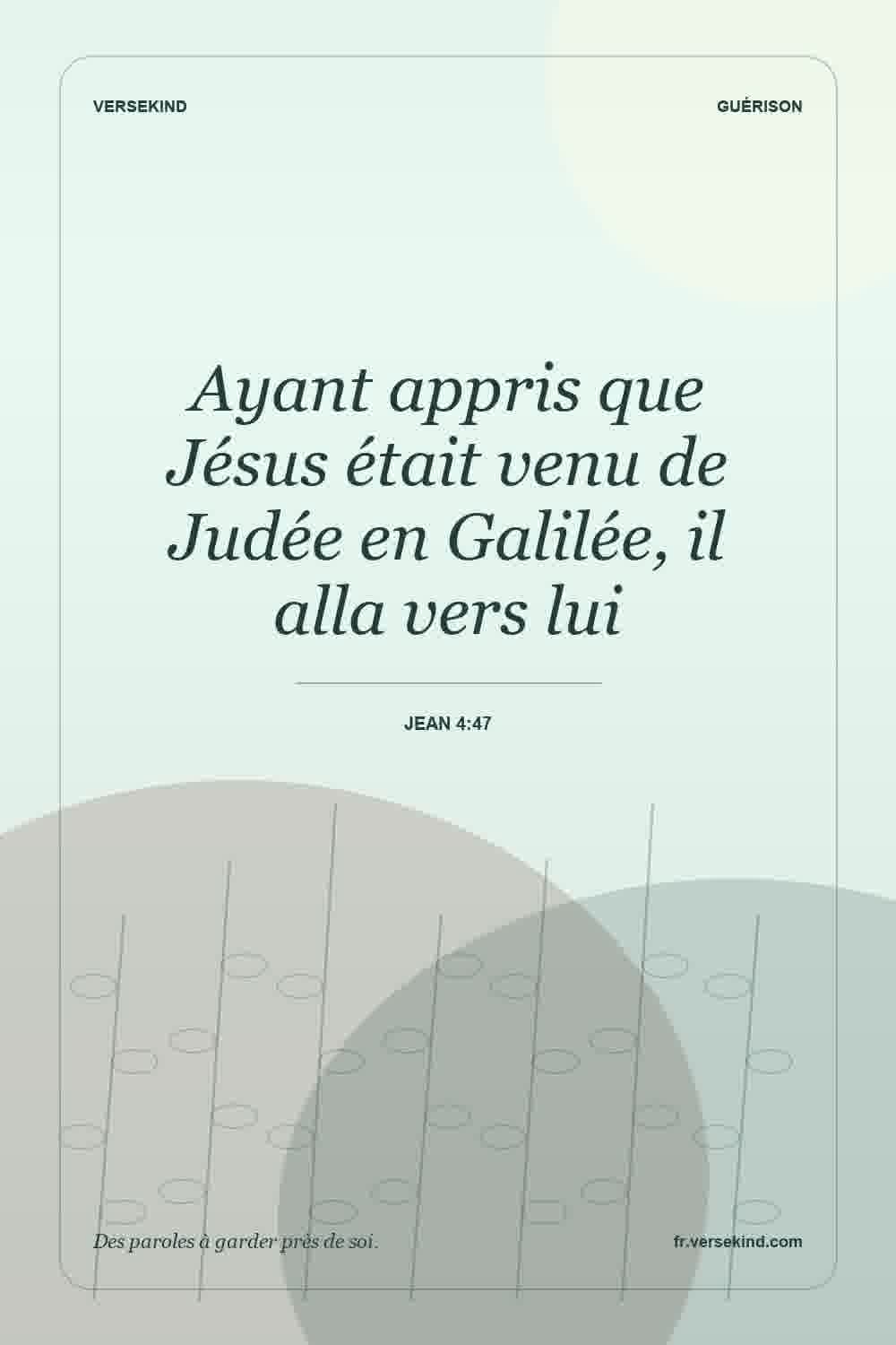 Ayant appris que Jésus était venu de Judée en Galilée, il alla vers lui — Jean 4:47