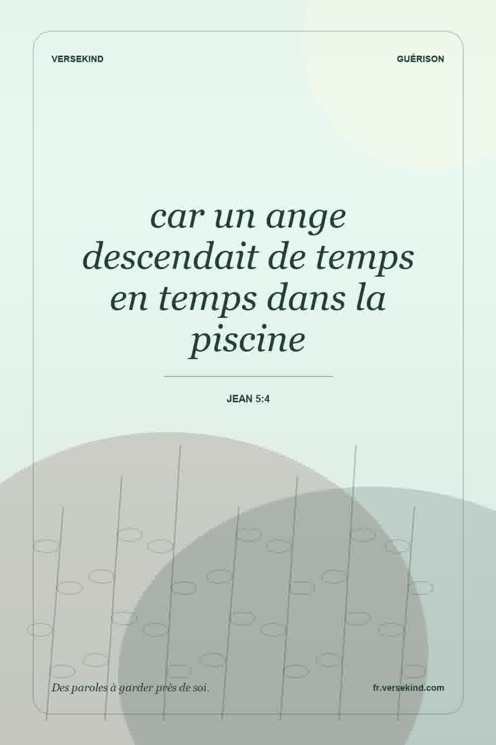 car un ange descendait de temps en temps dans la piscine — Jean 5:4