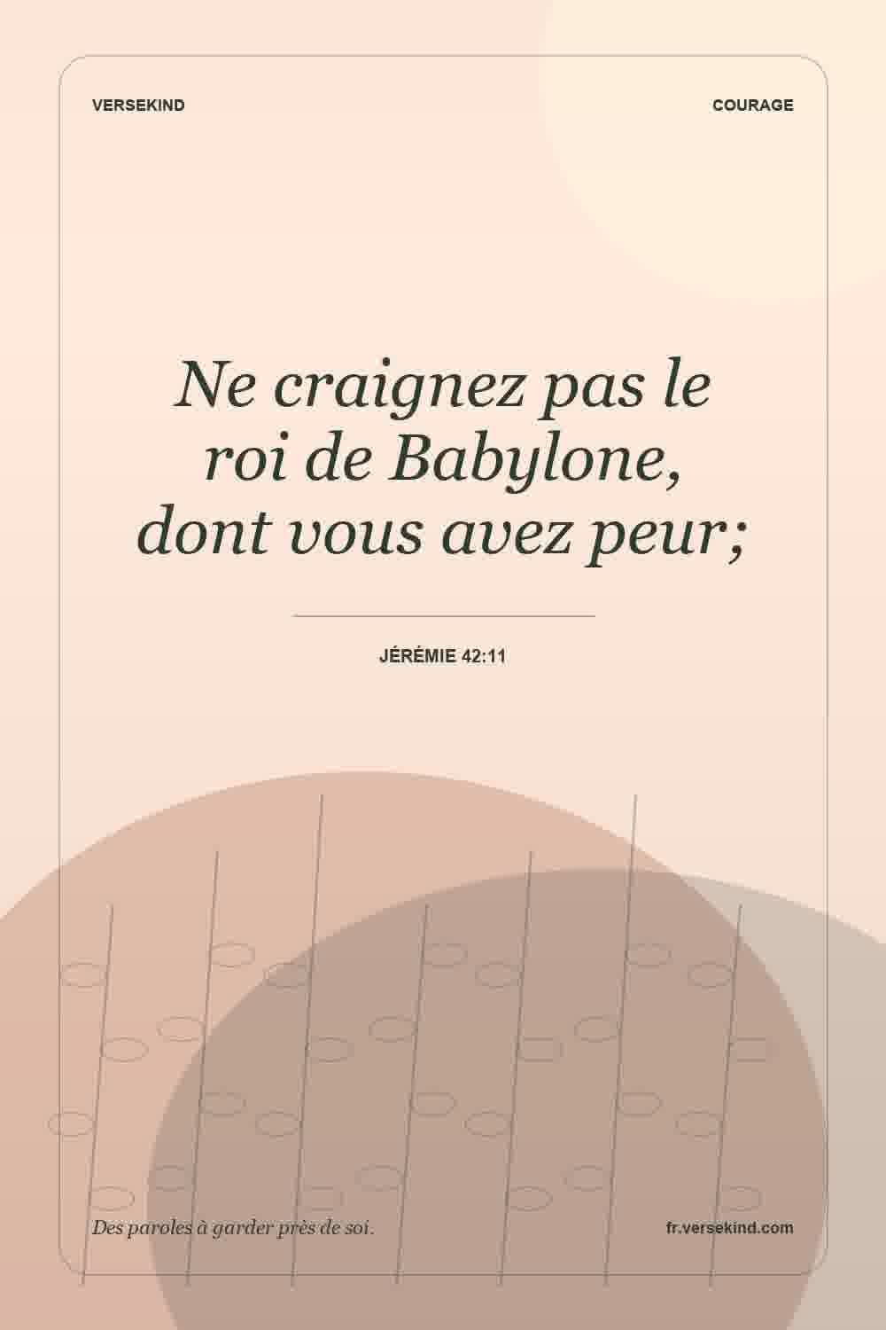 Ne craignez pas le roi de Babylone, dont vous avez peur; — Jérémie 42:11