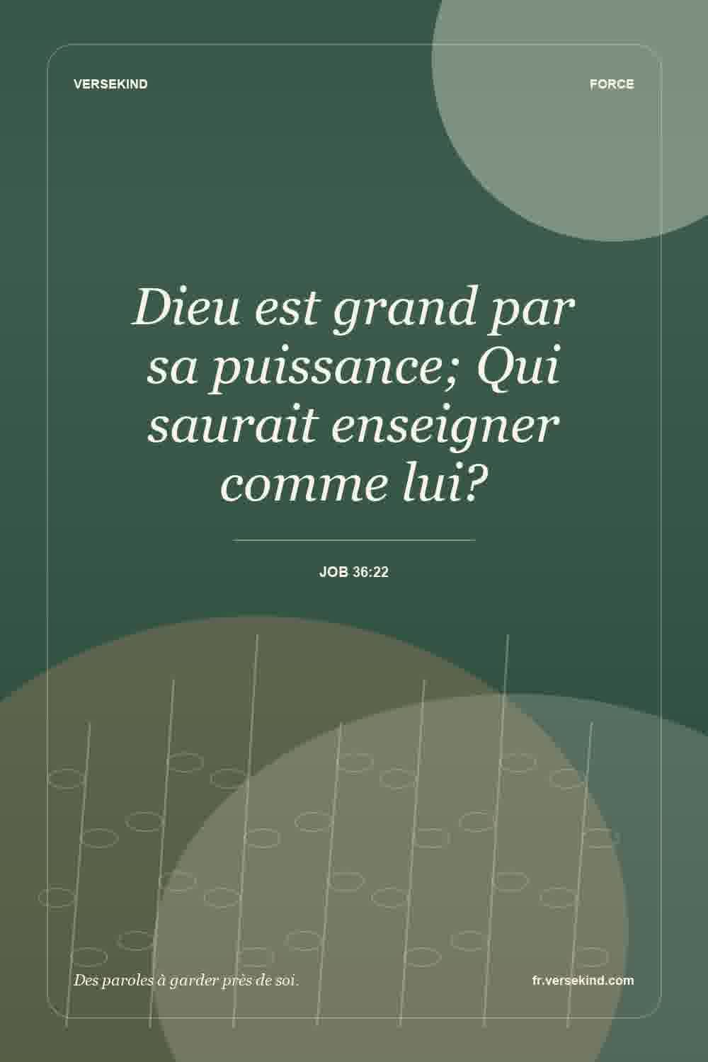 Dieu est grand par sa puissance; Qui saurait enseigner comme lui? — Job 36:22