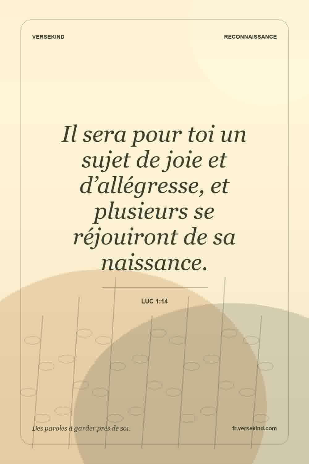 Il sera pour toi un sujet de joie et d’allégresse, et plusieurs se réjouiront de sa naissance. — Luc 1:14