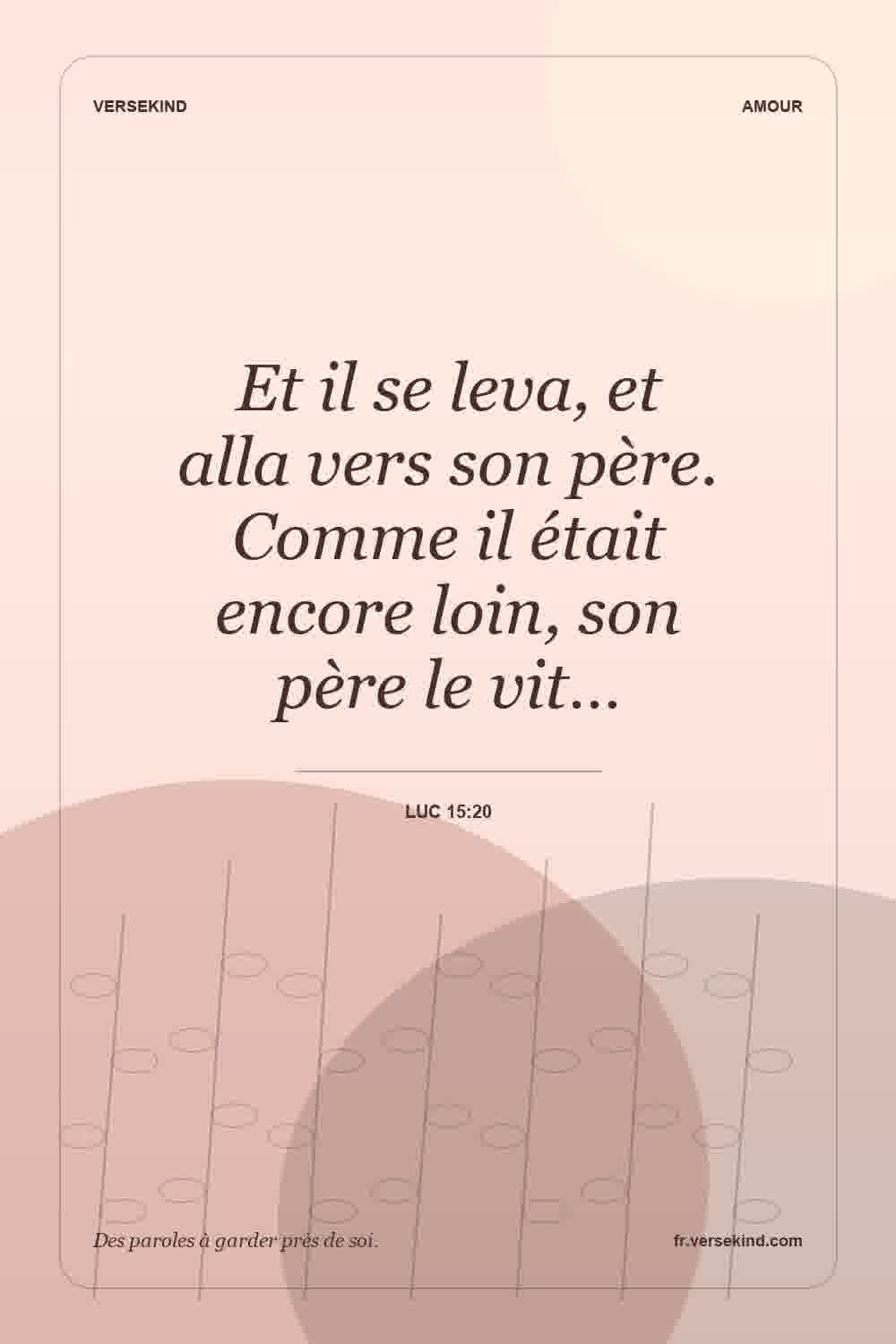 Et il se leva, et alla vers son père. Comme il était encore loin, son père le vit… — Luc 15:20