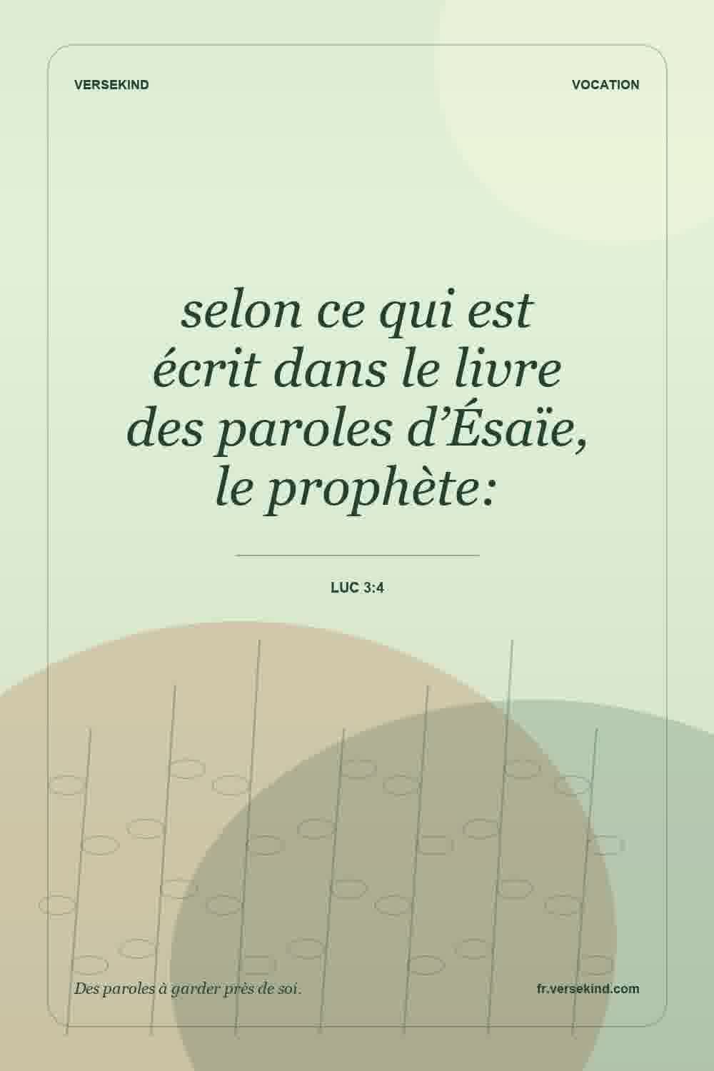 selon ce qui est écrit dans le livre des paroles d’Ésaïe, le prophète: — Luc 3:4