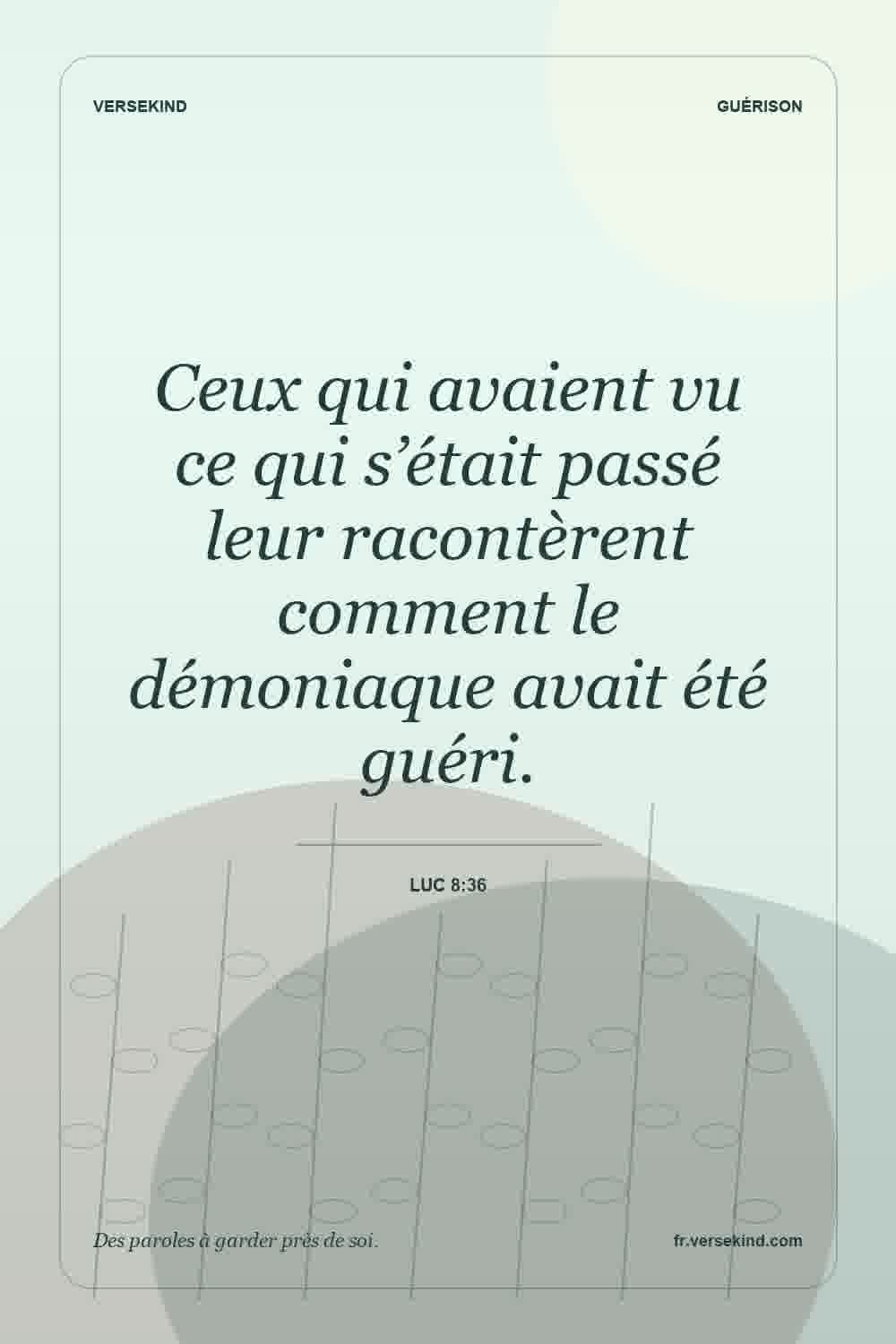 Ceux qui avaient vu ce qui s’était passé leur racontèrent comment le démoniaque avait été guéri. — Luc 8:36