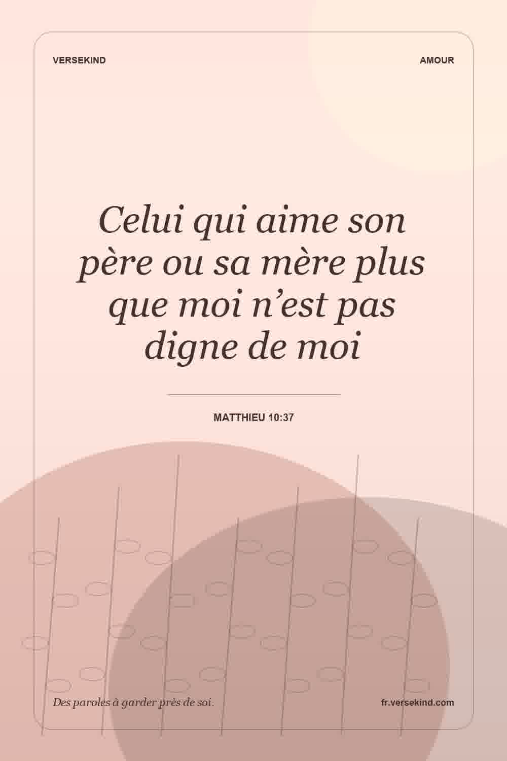 Celui qui aime son père ou sa mère plus que moi n’est pas digne de moi — Matthieu 10:37