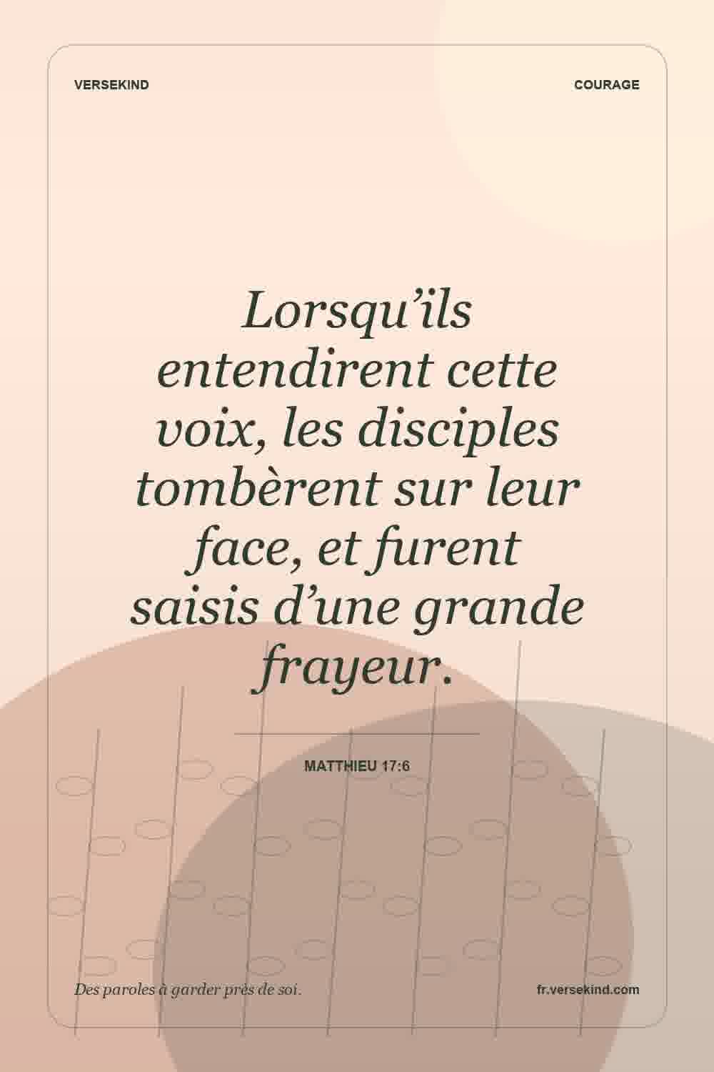 Lorsqu’ils entendirent cette voix, les disciples tombèrent sur leur face, et furent saisis d’une grande frayeur. — Matthieu 17:6