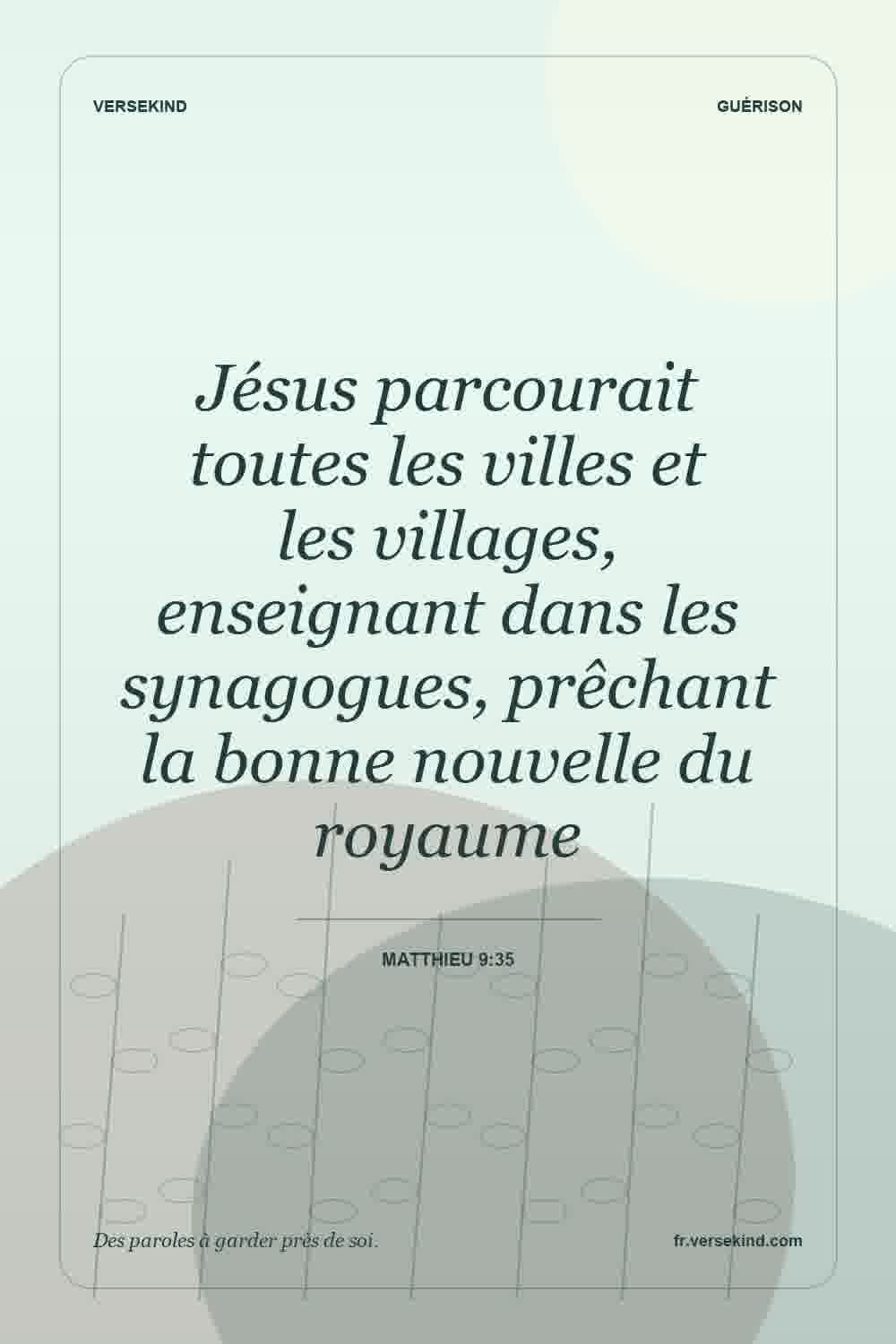 Jésus parcourait toutes les villes et les villages, enseignant dans les synagogues, prêchant la bonne nouvelle du royaume — Matthieu 9:35