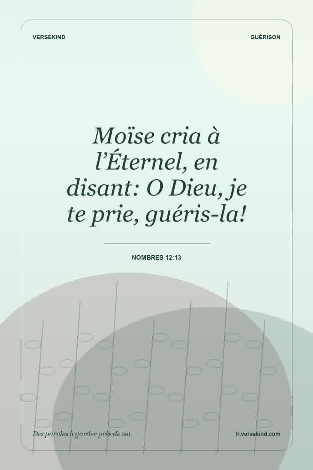 Moïse cria à l’Éternel, en disant: O Dieu, je te prie, guéris-la! — Nombres 12:13