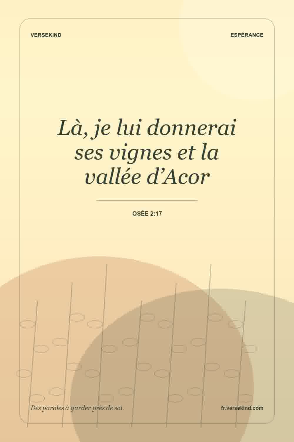Là, je lui donnerai ses vignes et la vallée d’Acor — Osée 2:17