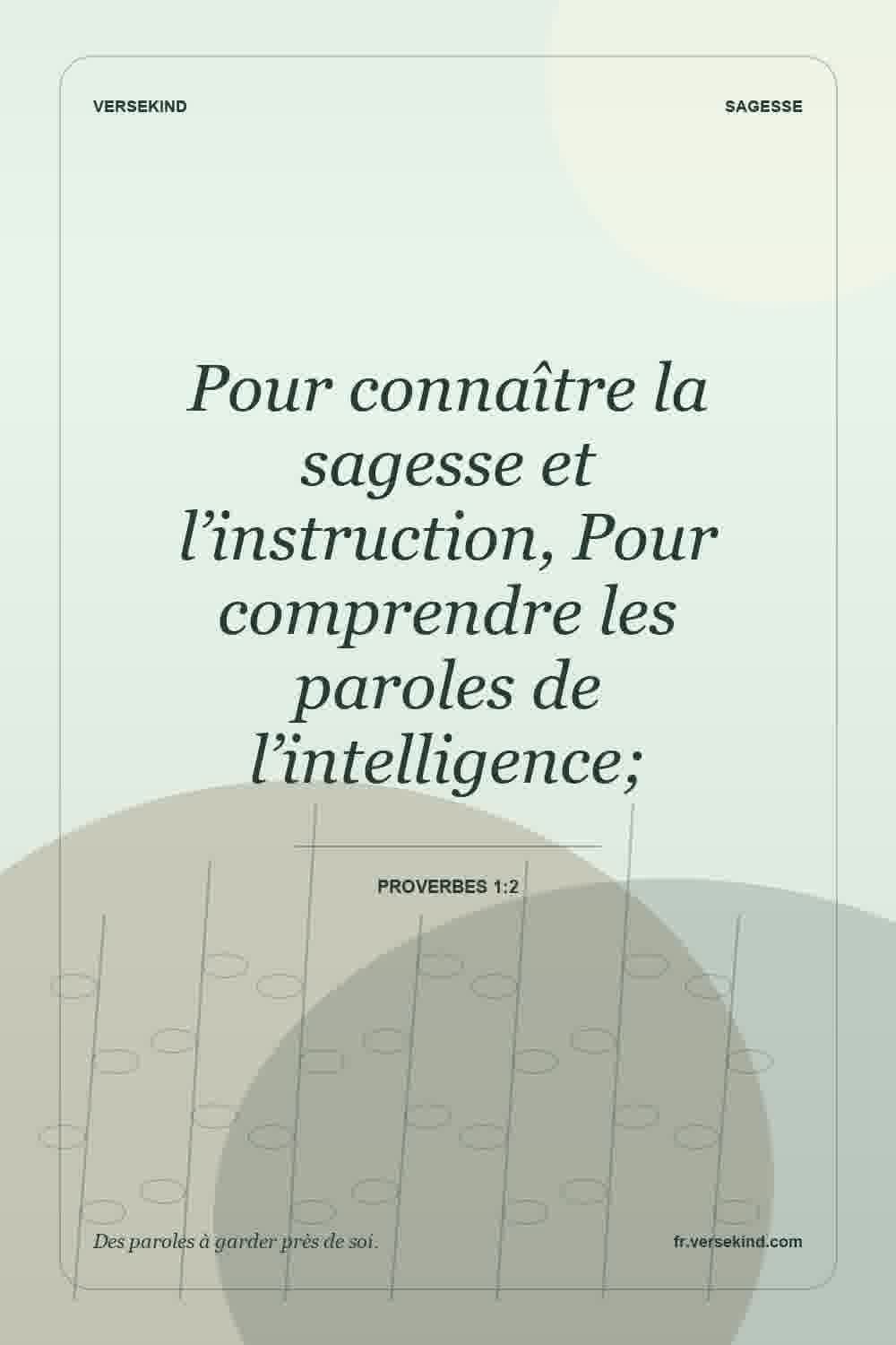 Pour connaître la sagesse et l’instruction, Pour comprendre les paroles de l’intelligence; — Proverbes 1:2