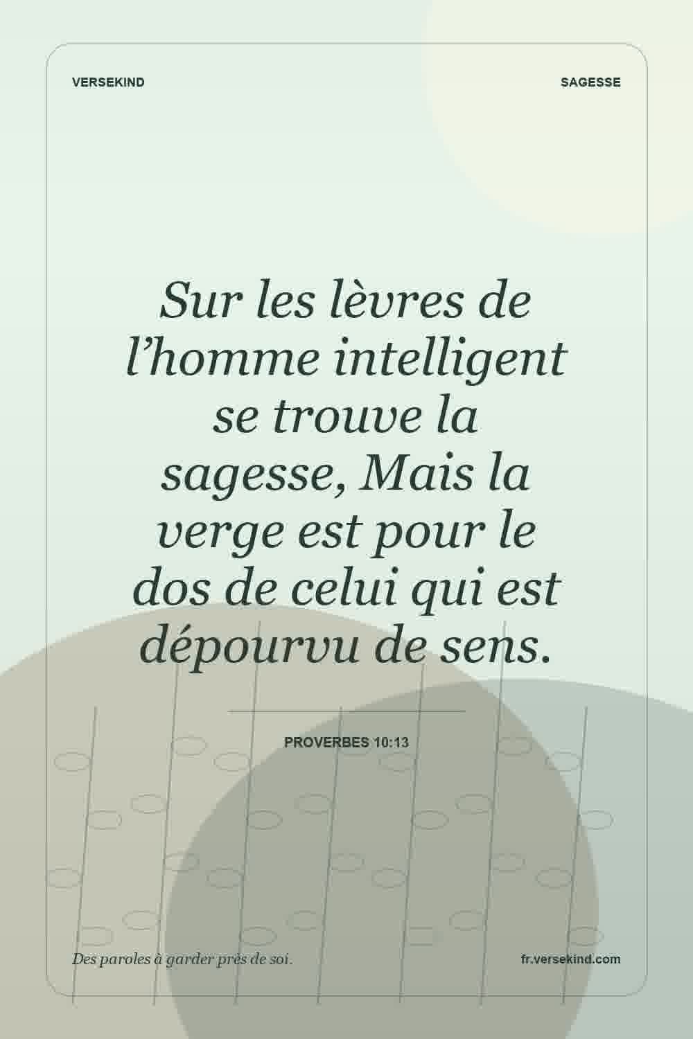 Sur les lèvres de l’homme intelligent se trouve la sagesse, Mais la verge est pour le dos de celui qui est dépourvu de sens. — Proverbes 10:13