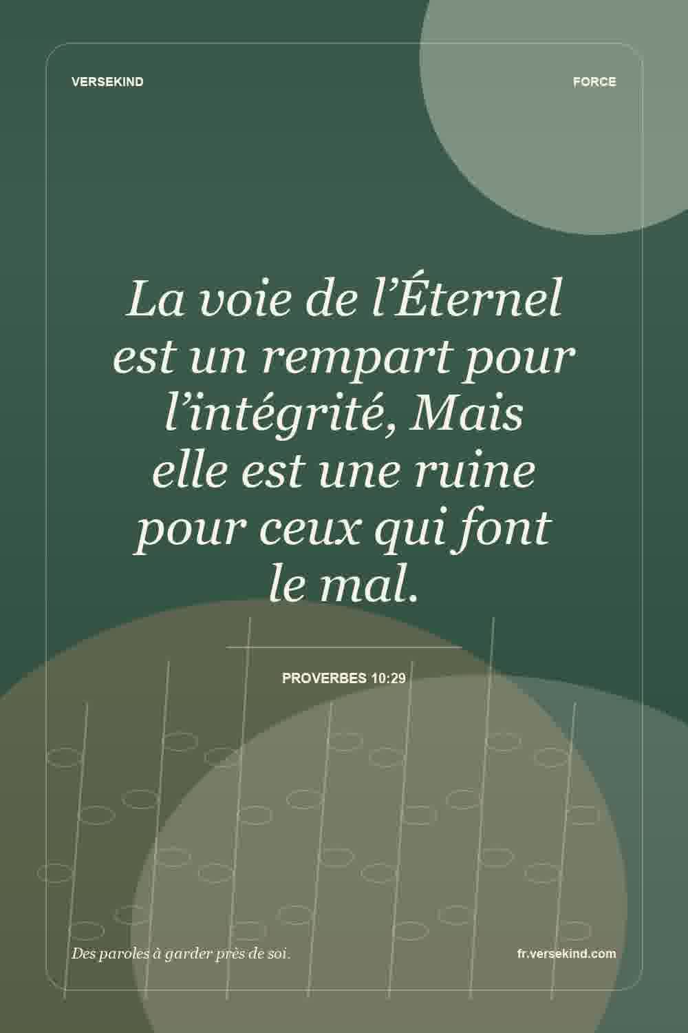 La voie de l’Éternel est un rempart pour l’intégrité, Mais elle est une ruine pour ceux qui font le mal. — Proverbes 10:29