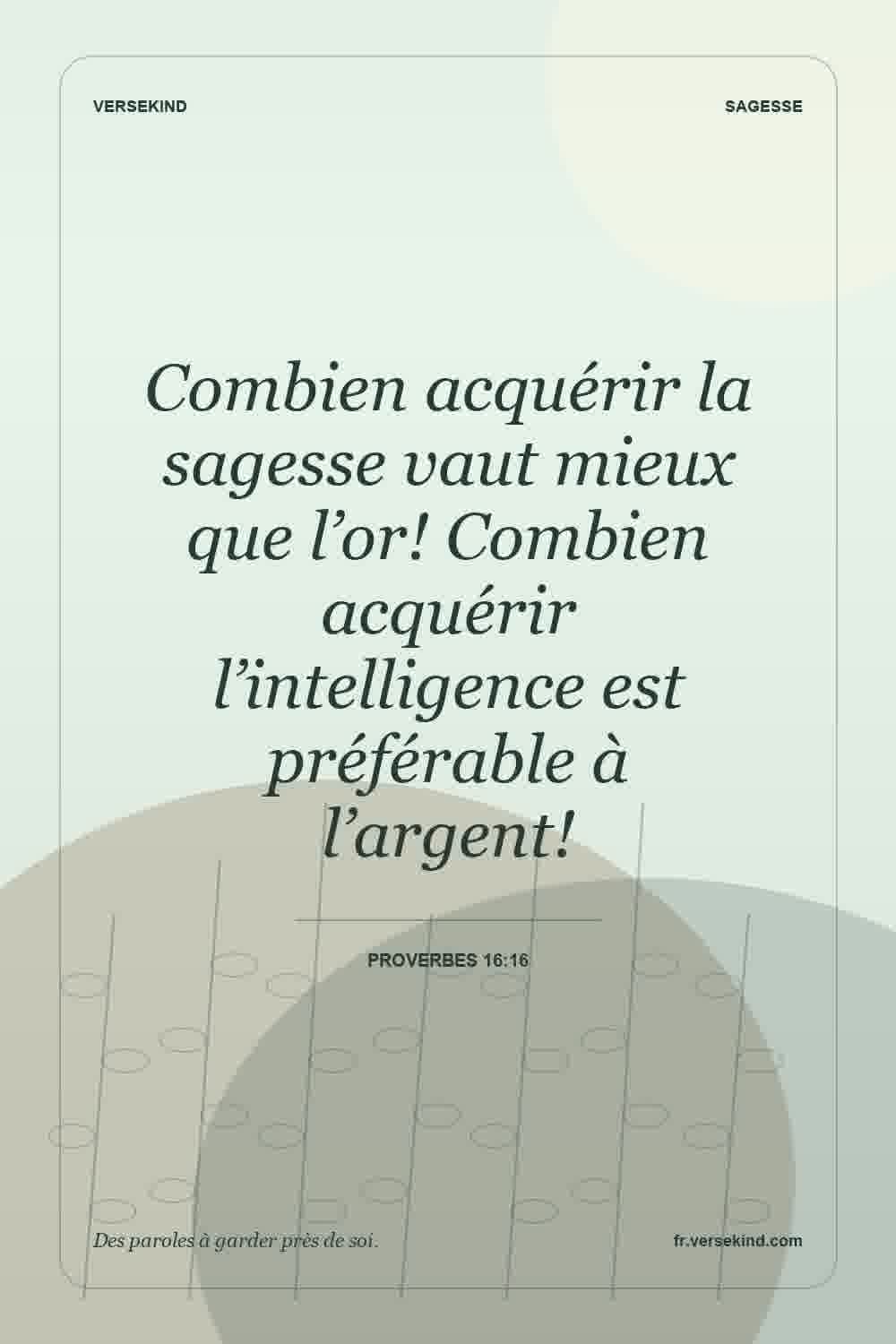 Combien acquérir la sagesse vaut mieux que l’or! Combien acquérir l’intelligence est préférable à l’argent! — Proverbes 16:16
