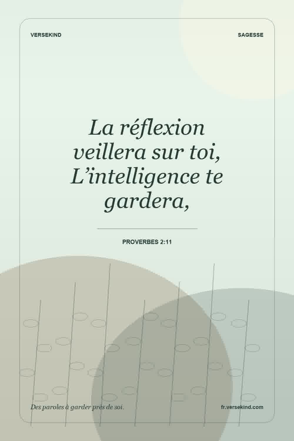 La réflexion veillera sur toi, L’intelligence te gardera, — Proverbes 2:11