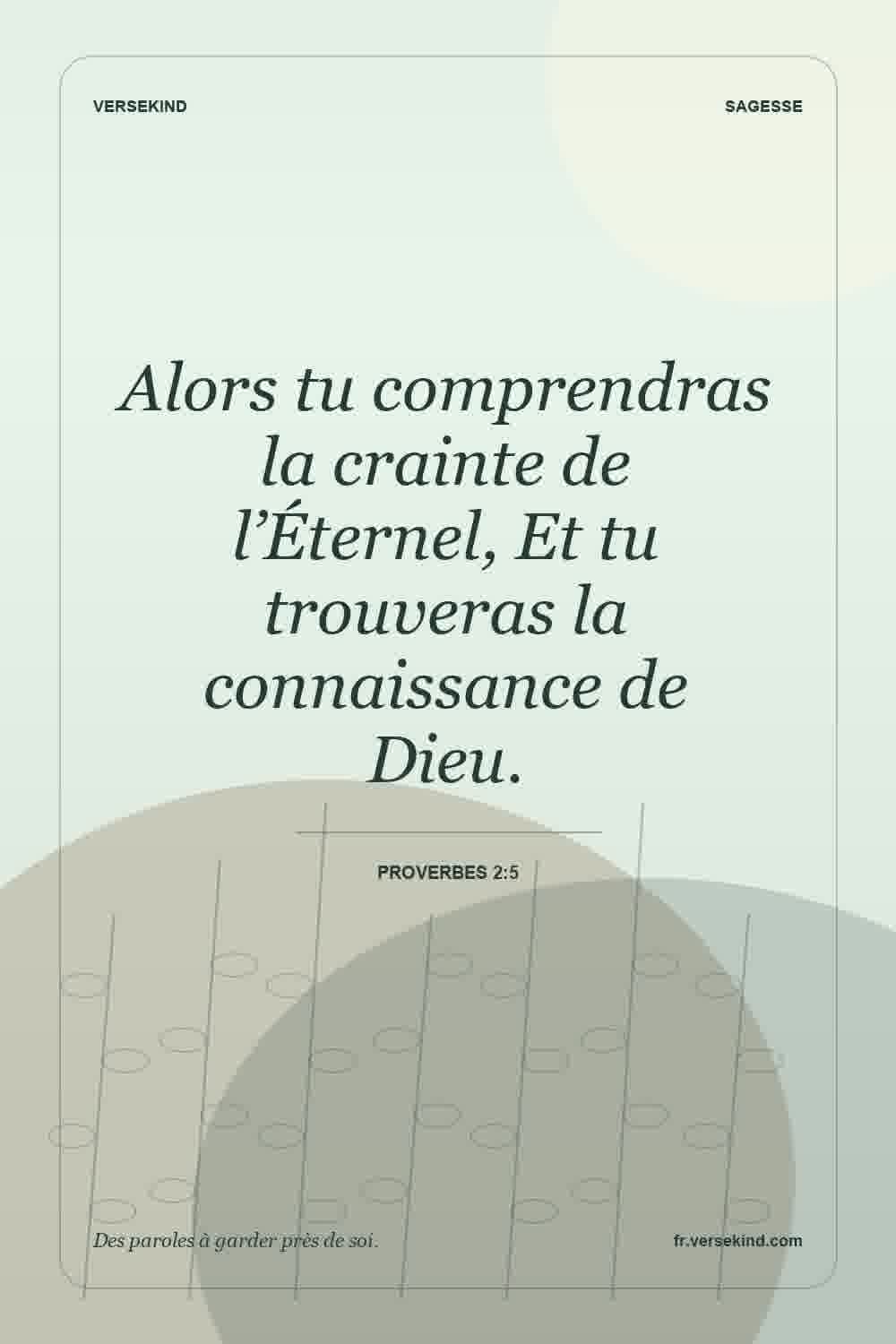 Alors tu comprendras la crainte de l’Éternel, Et tu trouveras la connaissance de Dieu. — Proverbes 2:5