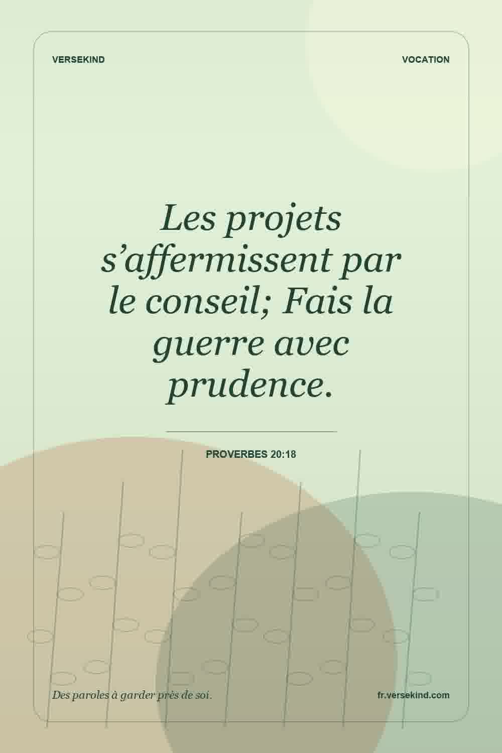 Les projets s’affermissent par le conseil; Fais la guerre avec prudence. — Proverbes 20:18
