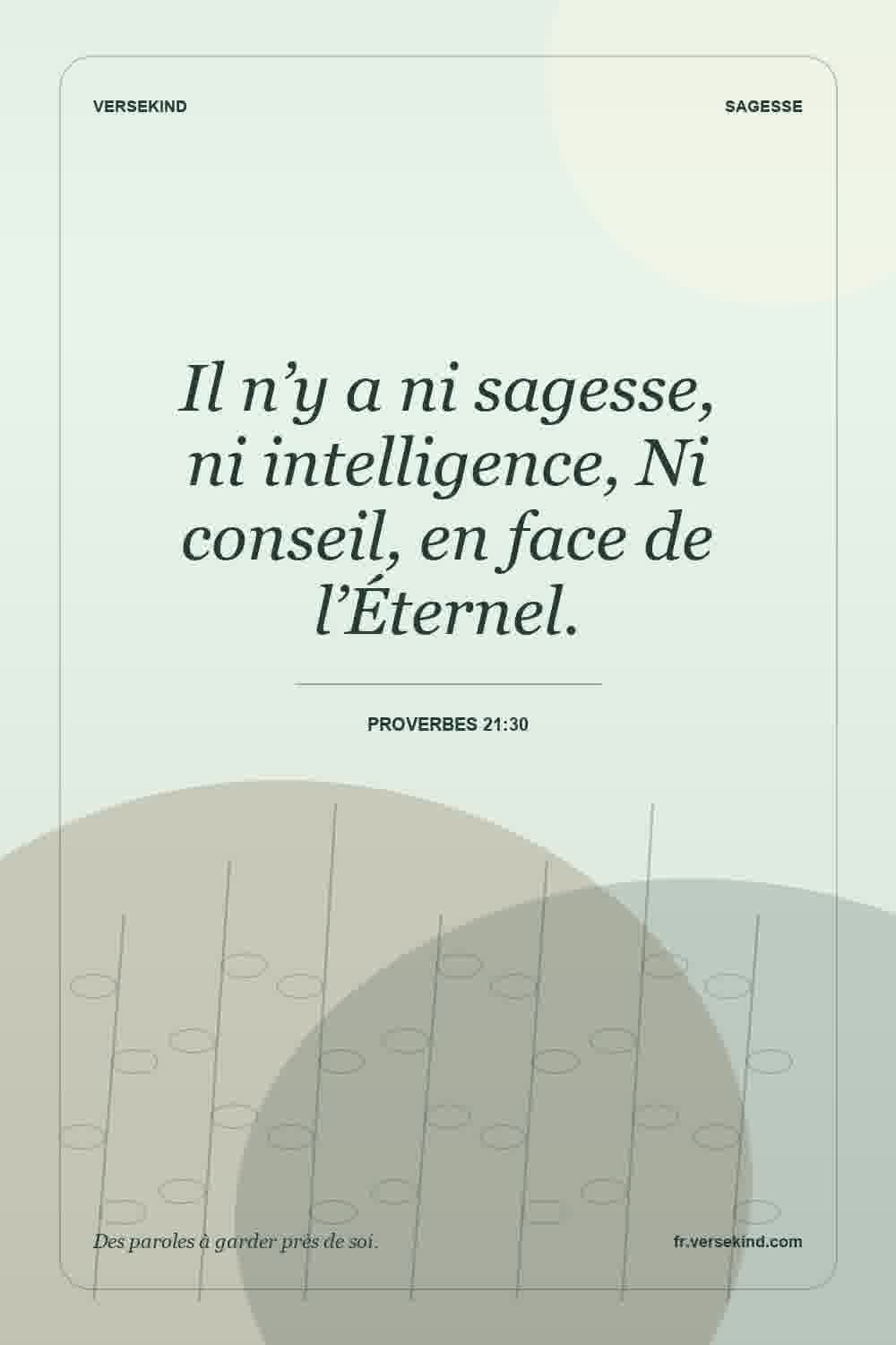 Il n’y a ni sagesse, ni intelligence, Ni conseil, en face de l’Éternel. — Proverbes 21:30