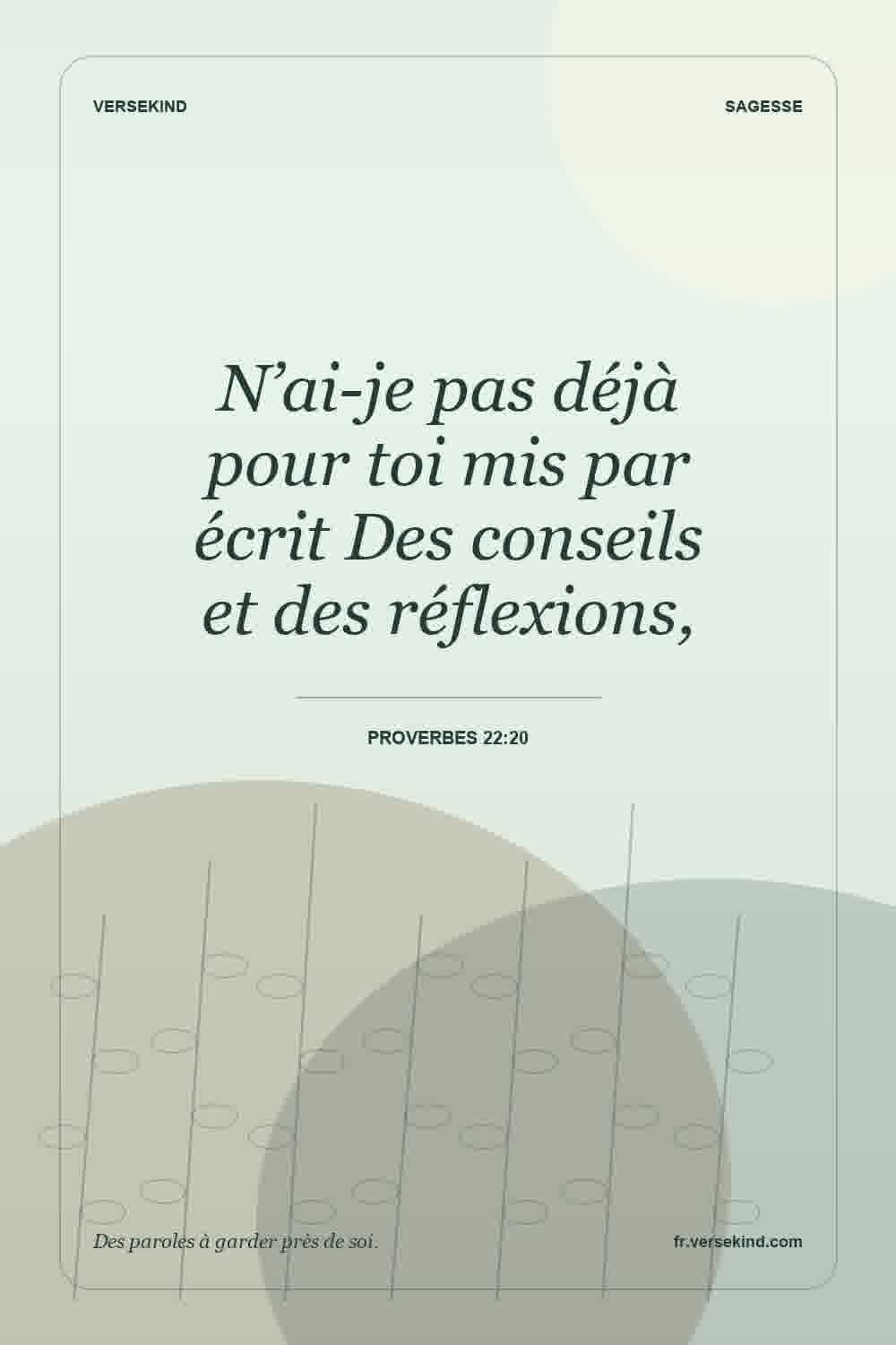 N’ai-je pas déjà pour toi mis par écrit Des conseils et des réflexions, — Proverbes 22:20