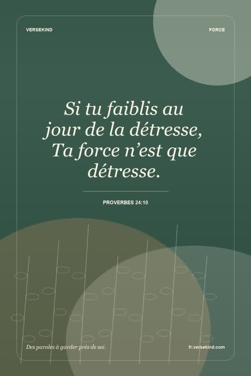 Si tu faiblis au jour de la détresse, Ta force n’est que détresse. — Proverbes 24:10