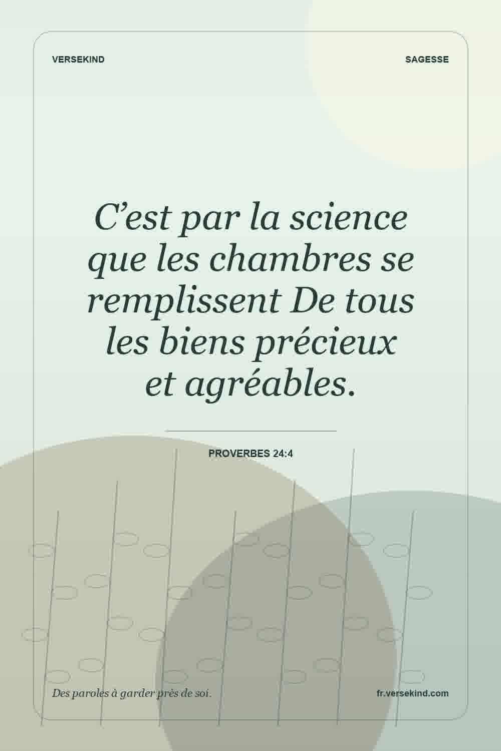 C’est par la science que les chambres se remplissent De tous les biens précieux et agréables. — Proverbes 24:4