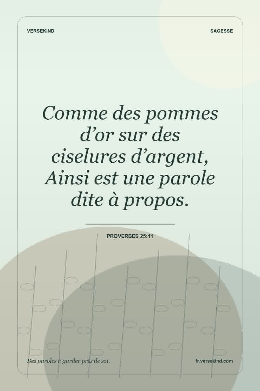 Comme des pommes d’or sur des ciselures d’argent, Ainsi est une parole dite à propos. — Proverbes 25:11